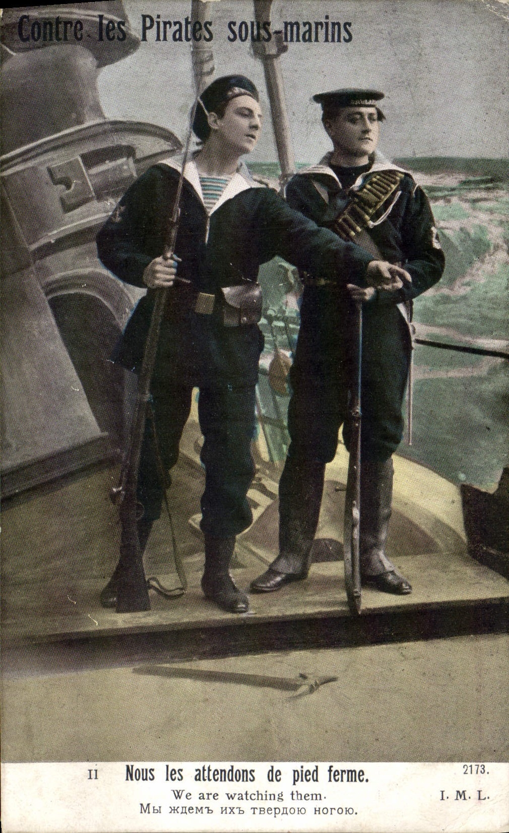 VINTAGE POSTCARD Boat War Against the pirates Marine Submarines