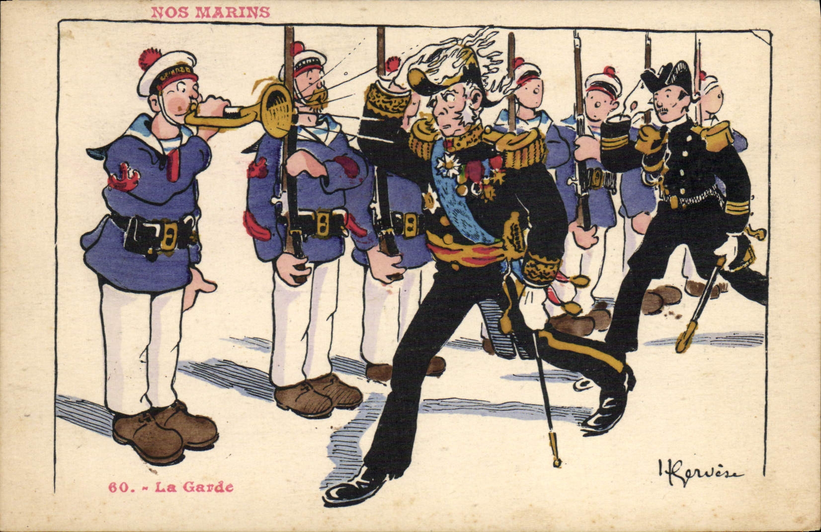 CPA Illustrateur Gervese Nos Marins La garde Militaria