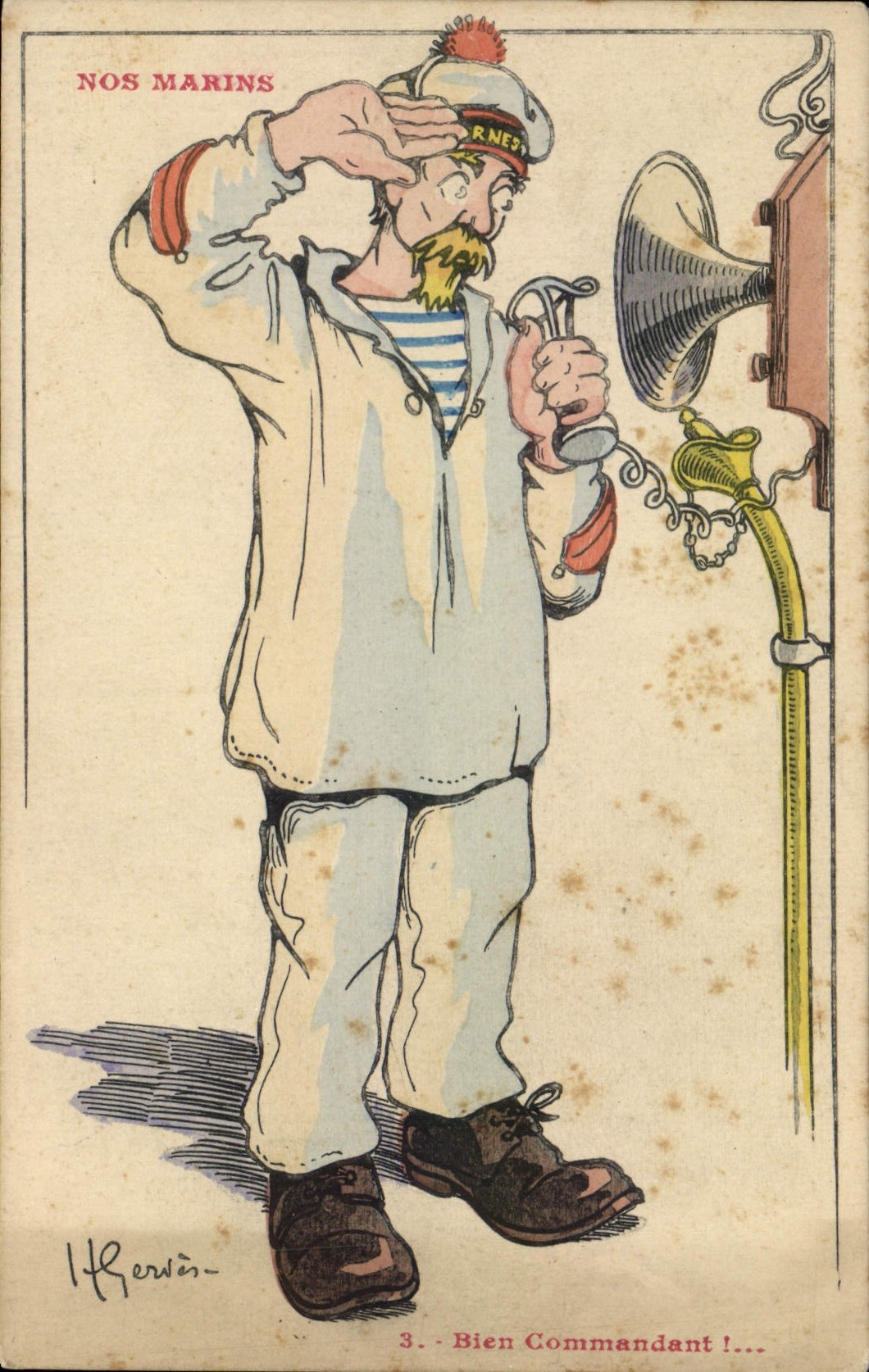 CPA Illustrateur Gervese Nos Marins Bien commandant