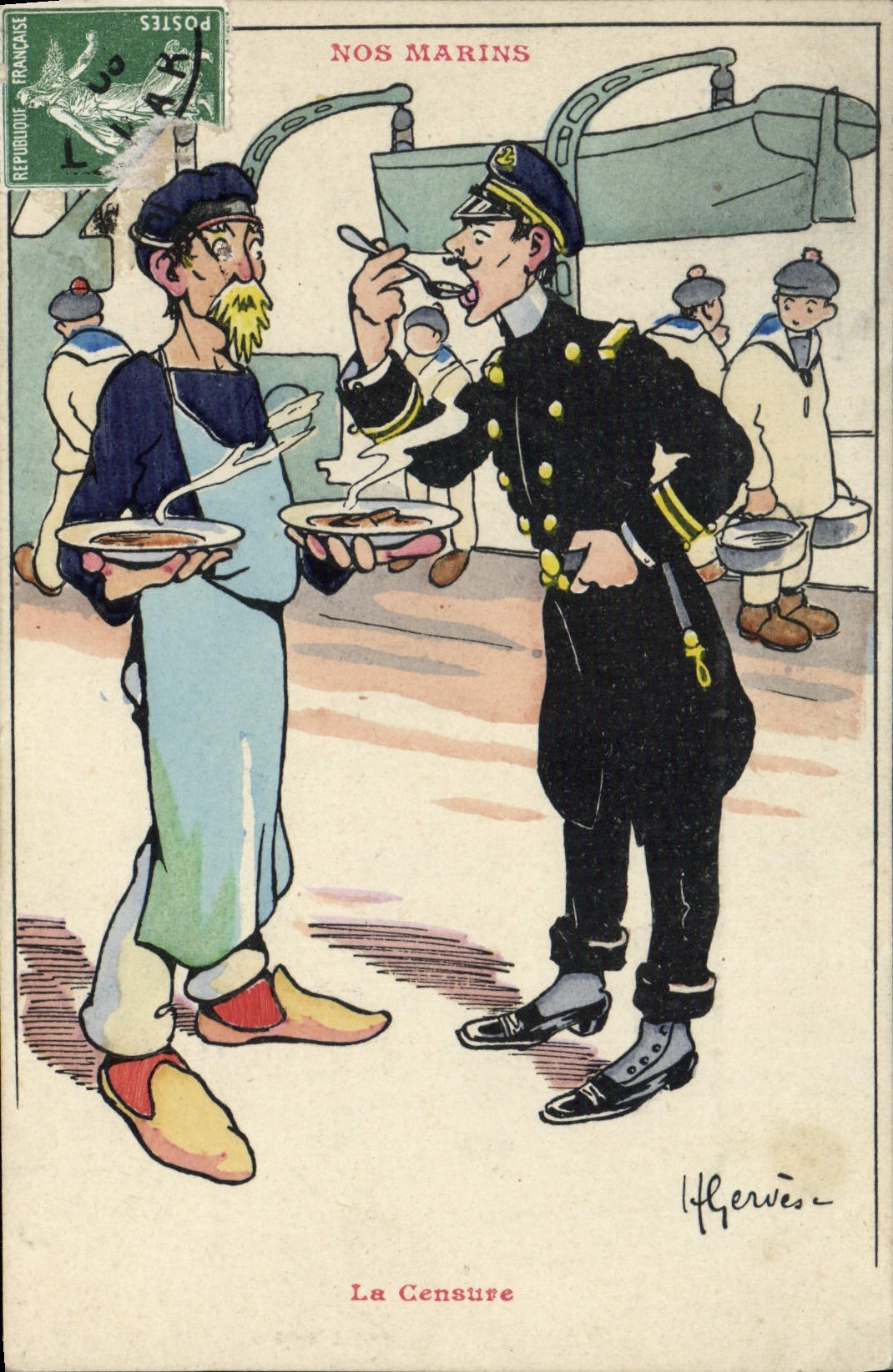 CPA Illustrateur Gervese Nos Marins La censure