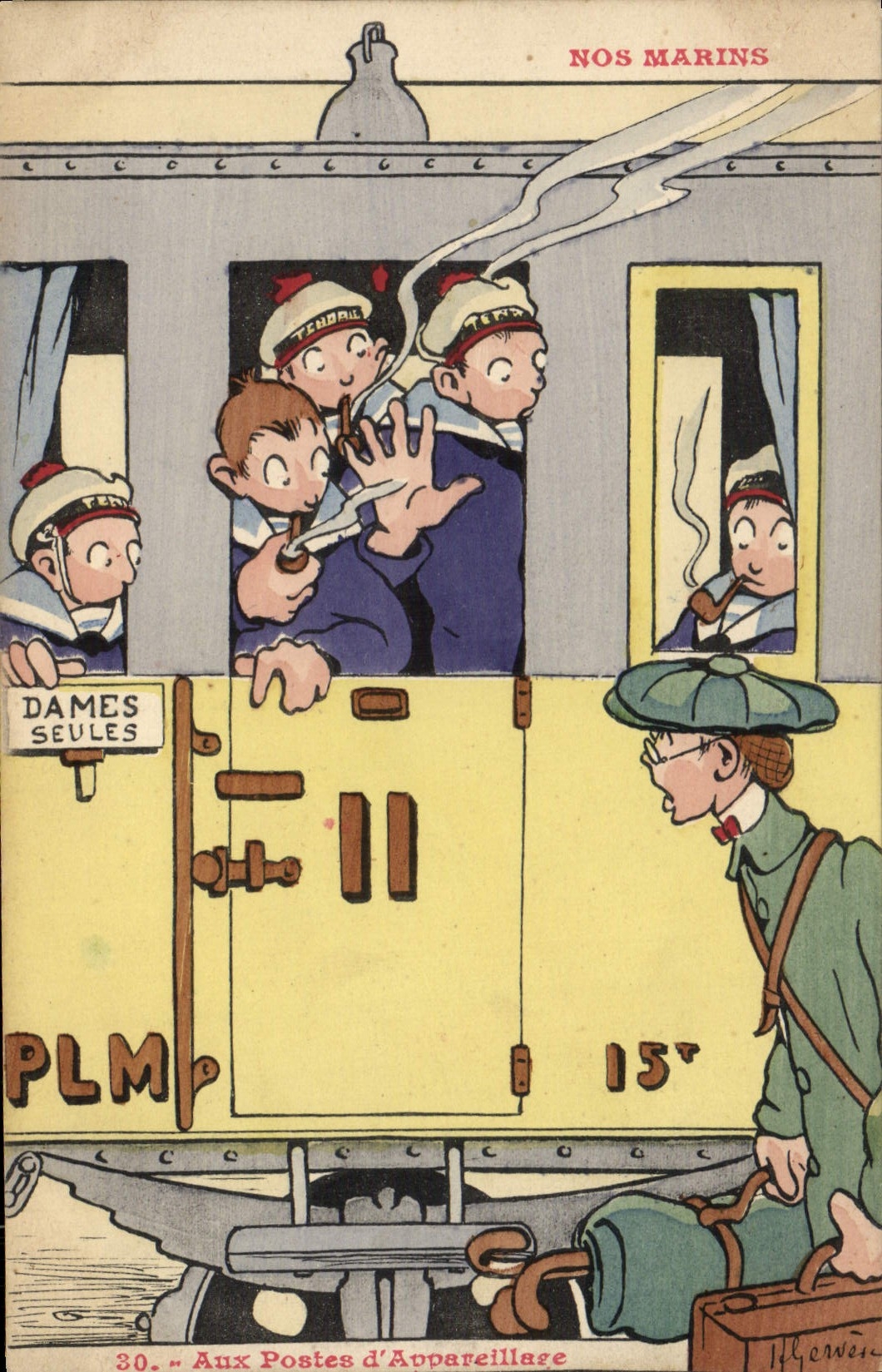 CPA Illustrateur Gervese Nos Marins Aux postes d'appareillage