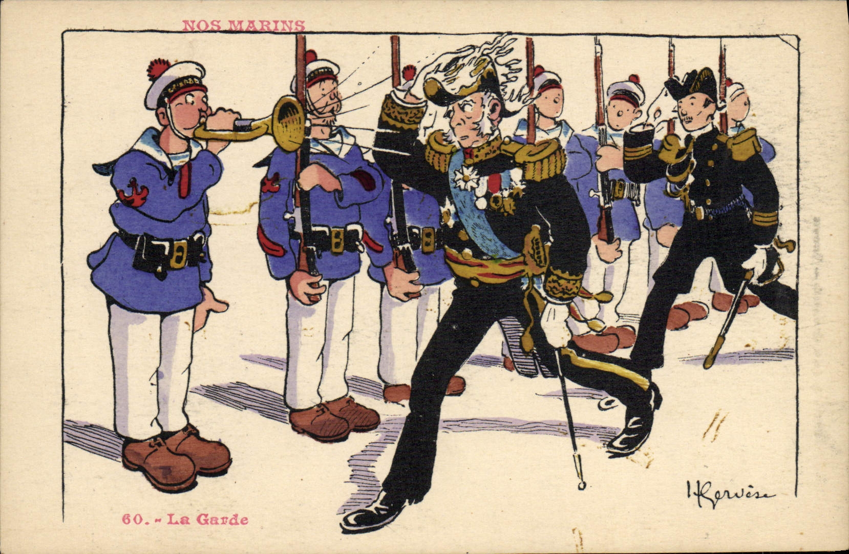 CPA Illustrateur Gervese Nos Marins La garde Militaria