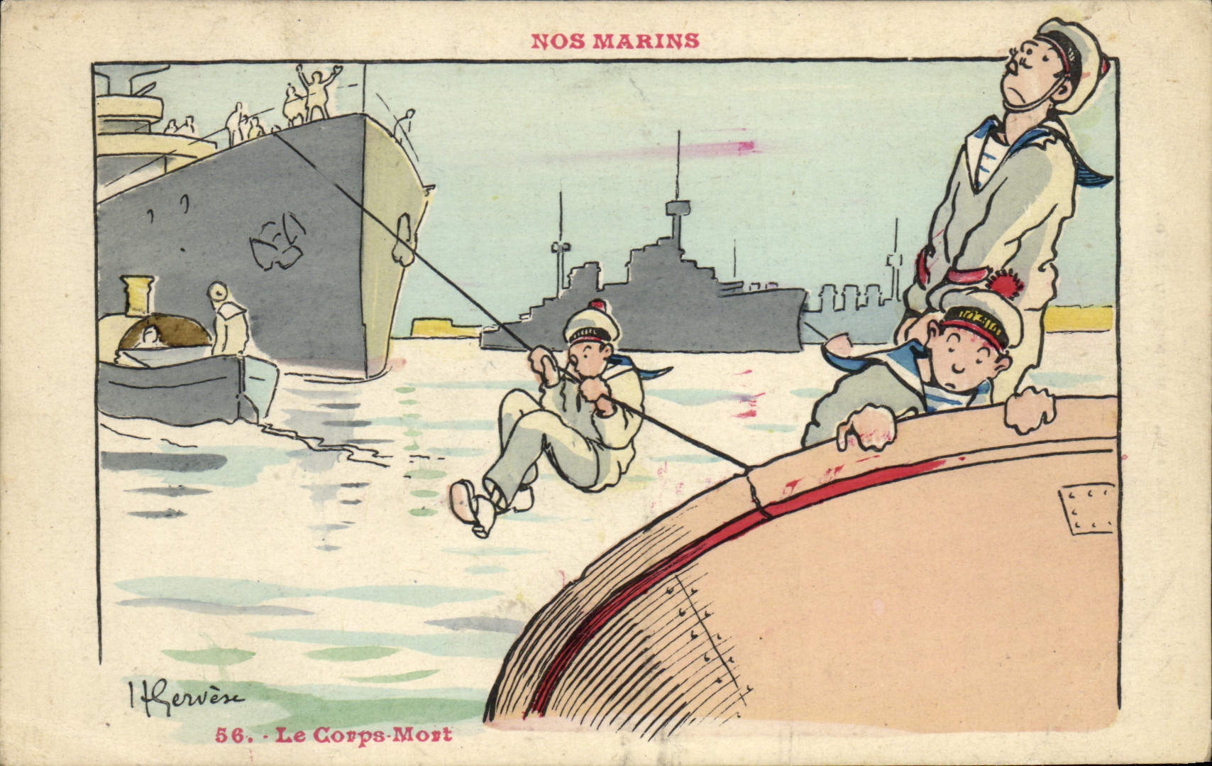 CPA Illustrateur Gervese Nos Marins Le corps mort