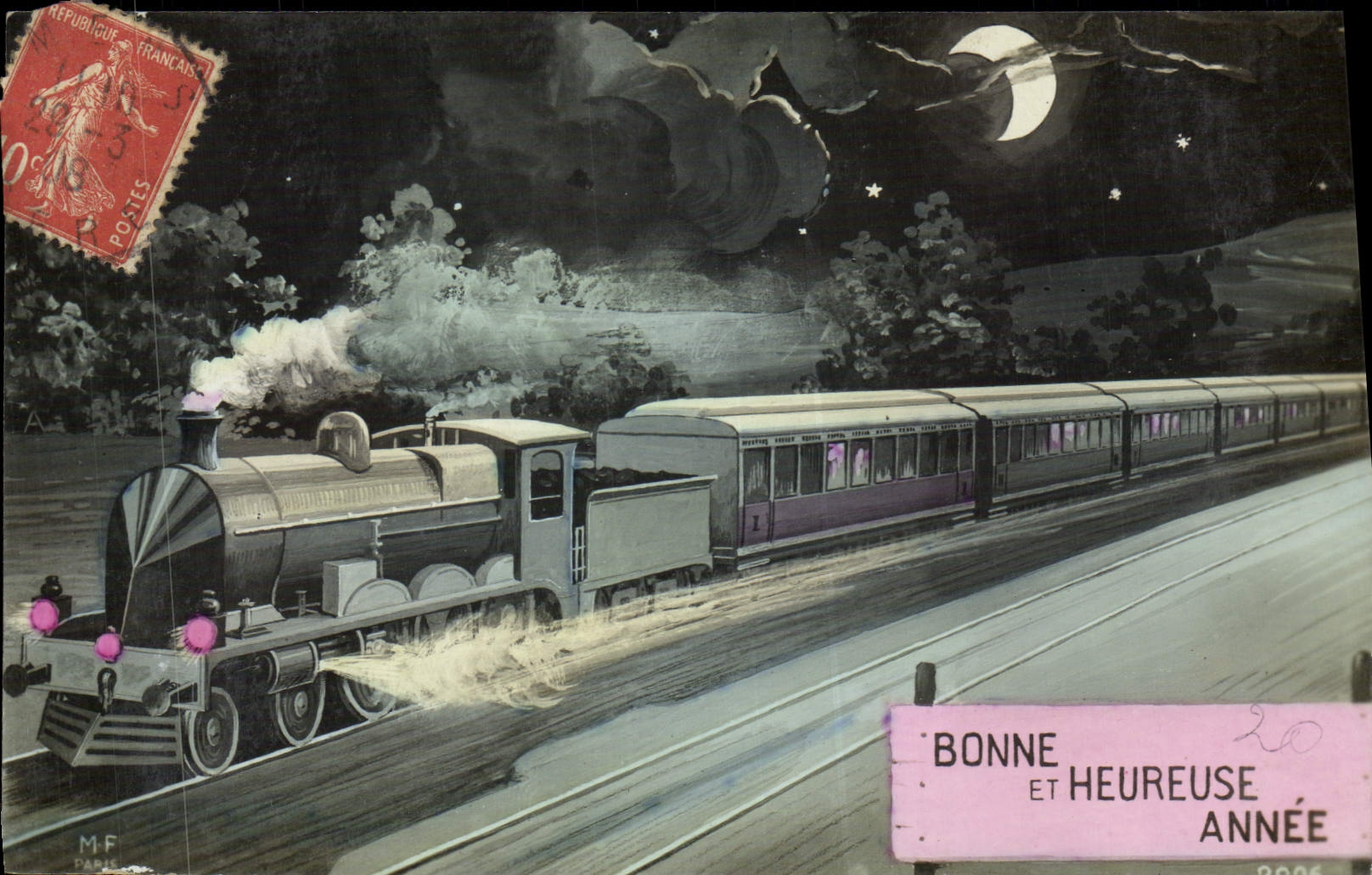 CPA Train Bonne et heureuse annee