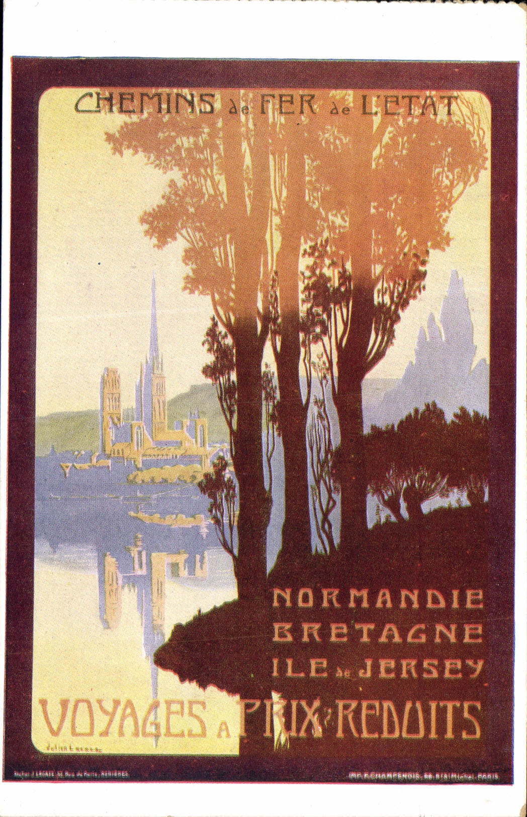 VINTAGE POSTCARD Train State railways Normandy Brittany Island of Jersey