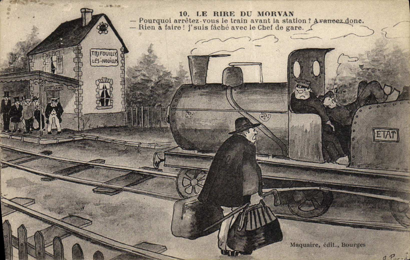 CPA Train Le rire du Morvan Trifouilly les Nouilles