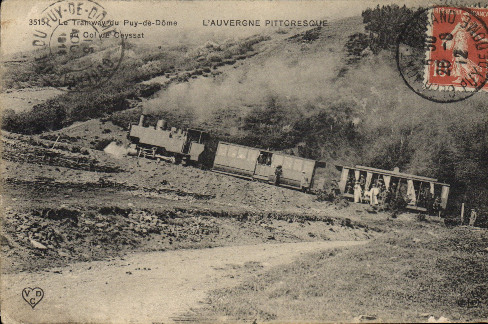 VINTAGE POSTCARD Auvergne Tram the tram of Puy de Dome to the collar of Ceyssat