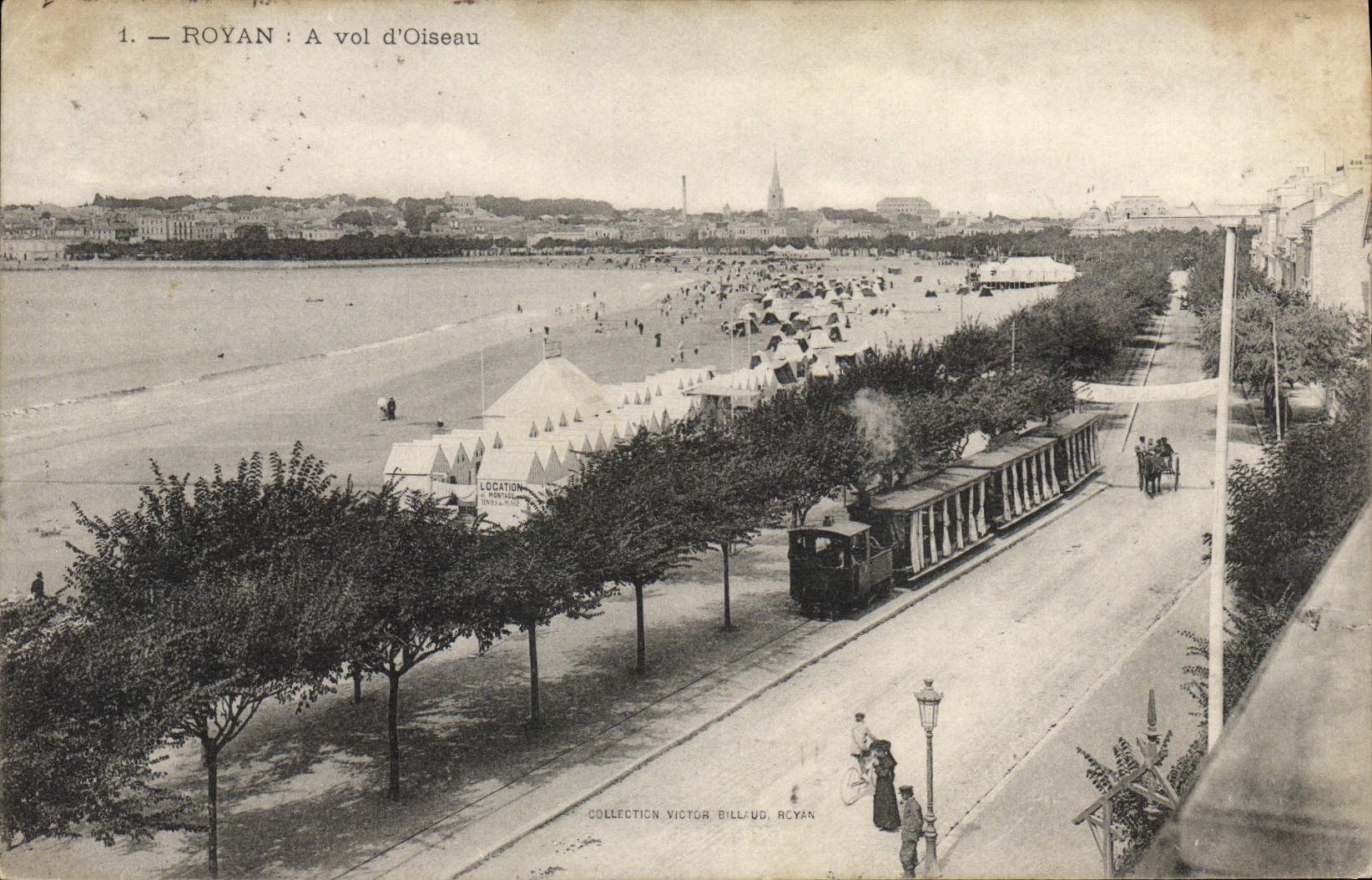 La tranvía de Ruán de la POSTAL de la VENDIMIA como el cuervo vuela