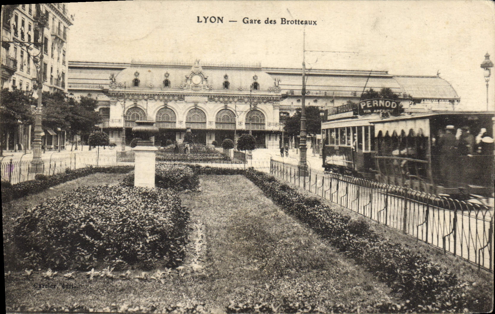 Parques de Lyon del tranvía de la POSTAL de la VENDIMIA de Pernod de Brotteaux