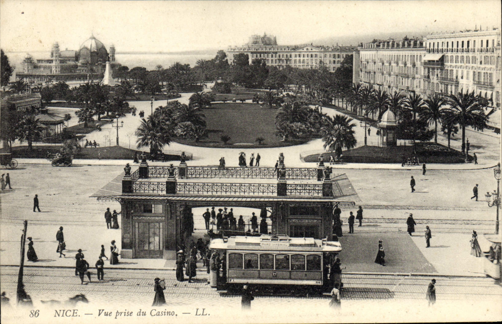 CPA Tramway Nice Vue prise du casino