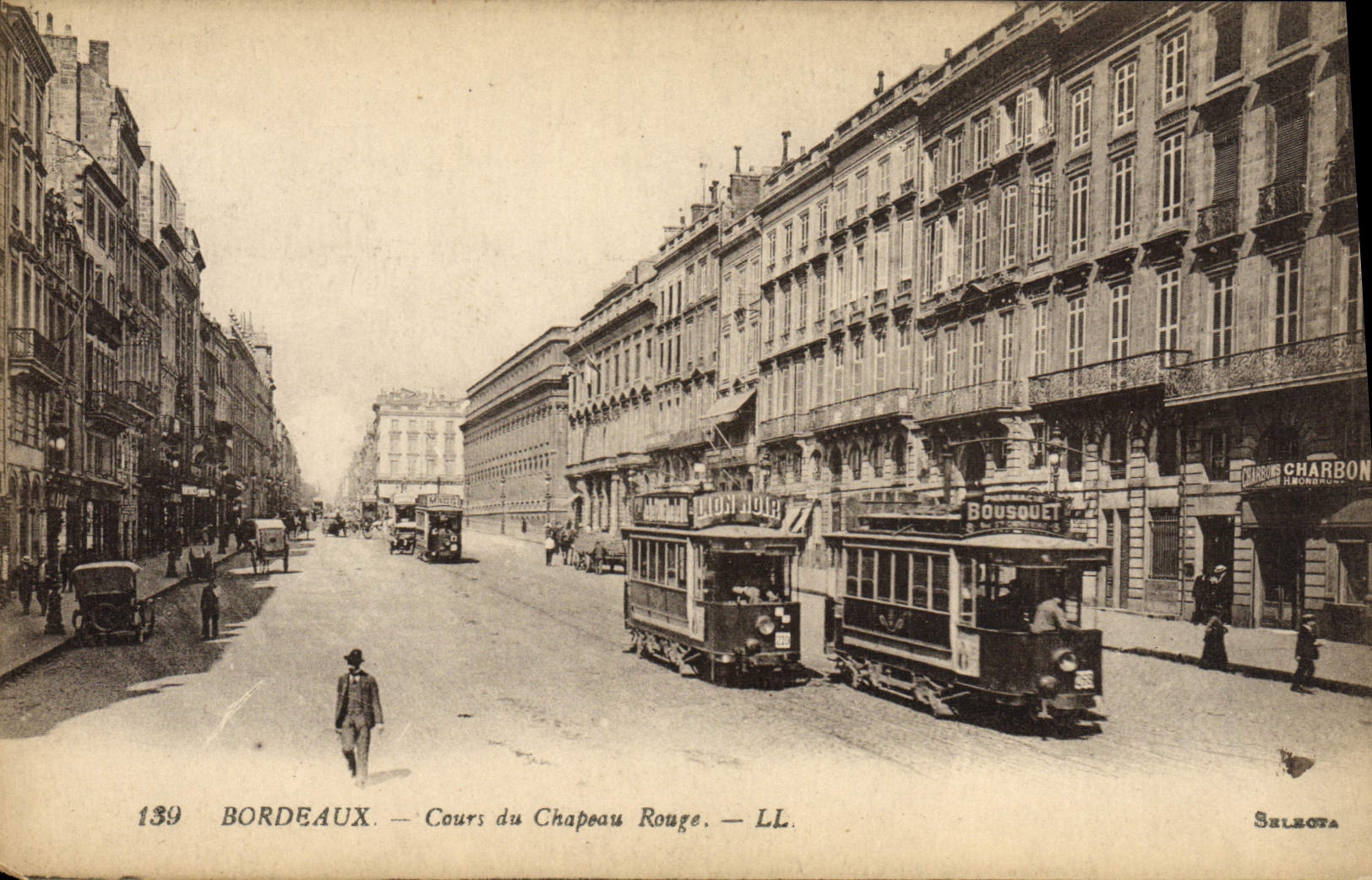 CPA Tramway Bordeaux Cours du Chapeau Rouge 