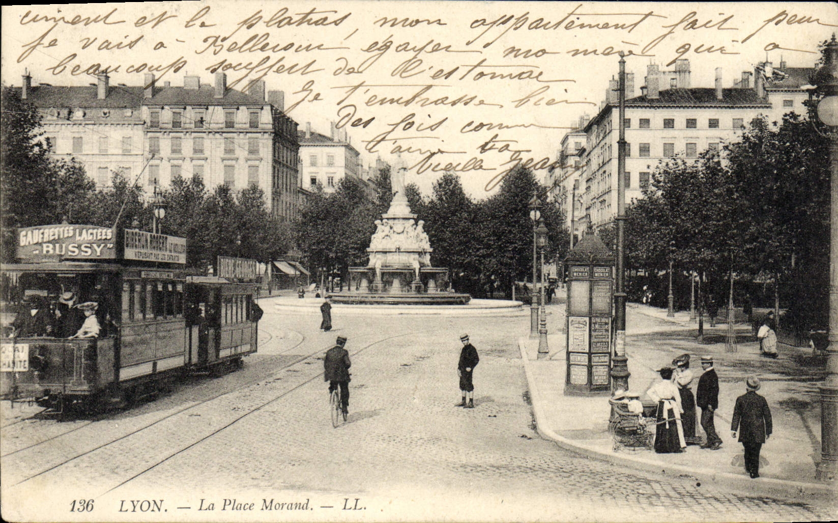 Tranvía de Lyon de la POSTAL de la VENDIMIA el lugar de Morand