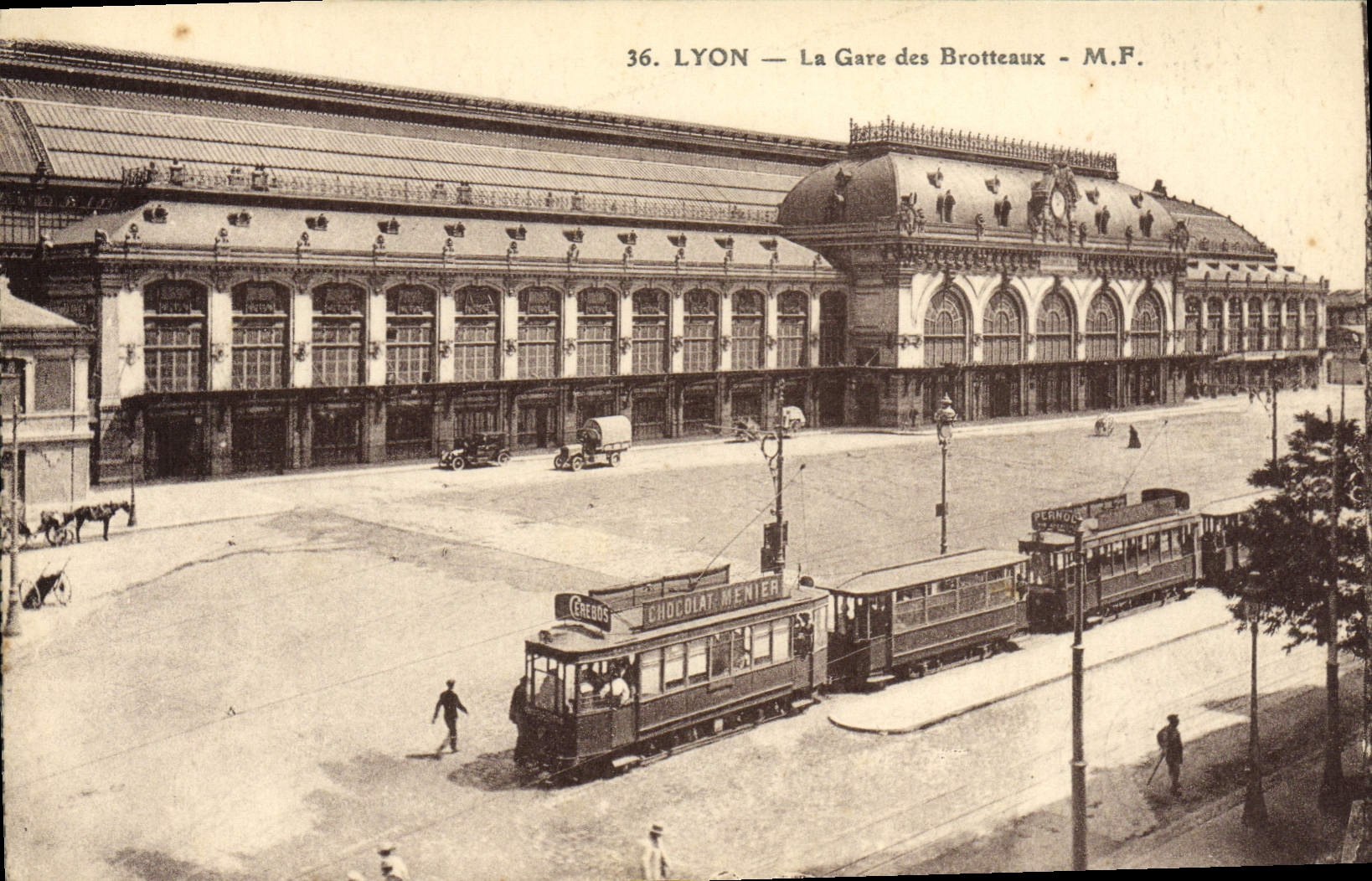 Estación de tren de la tranvía de Lyon de la POSTAL de la VENDIMIA de Brotteaux