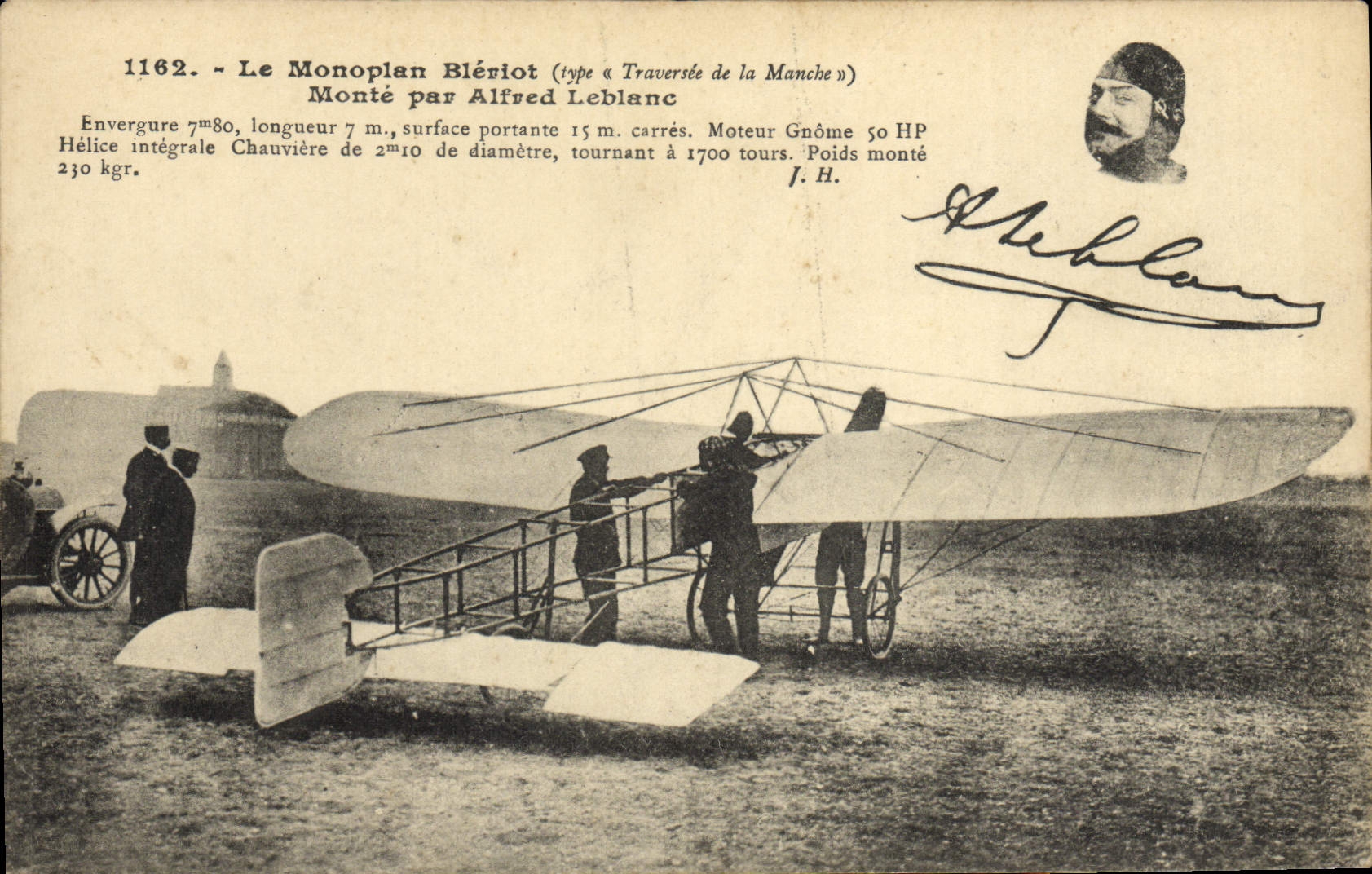 CPA Avion Aviation Le monoplan Bleriot monte par Alfred Leblanc
