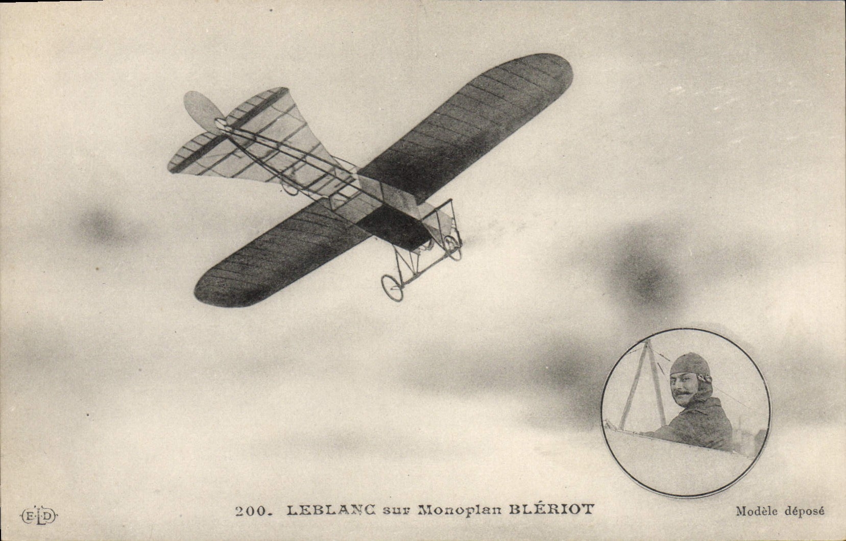 CPA Avion Aviation Leblanc sur monoplan Bleriot
