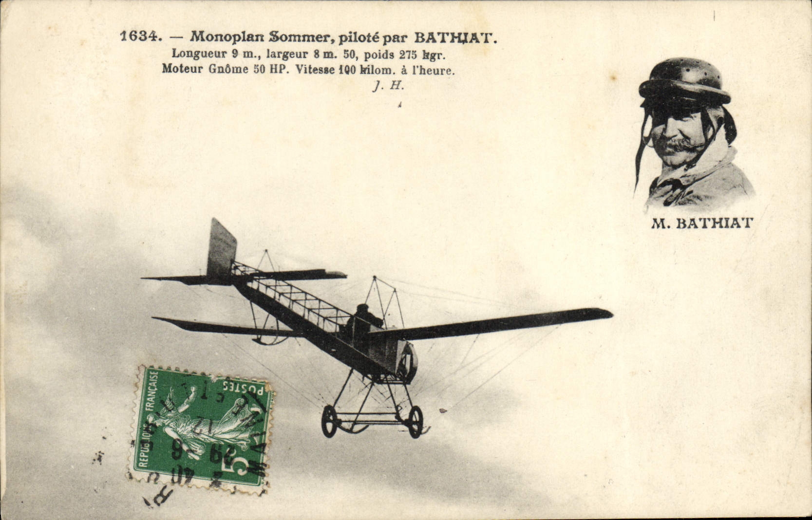 CPA Avion Aviation monoplan Sommer pilote par Bathuat 