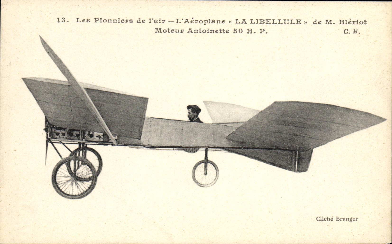 CPA Avion Aviation l'aeroplane La Libellule de M Bleriot Moteur Antoinette