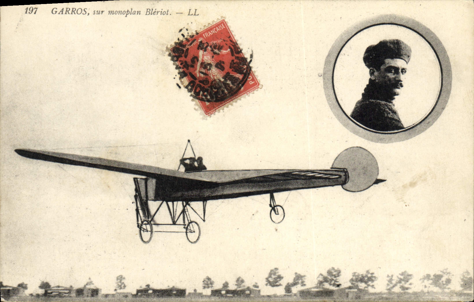 CPA Avion Aviation Garros sur monoplan Bleriot 