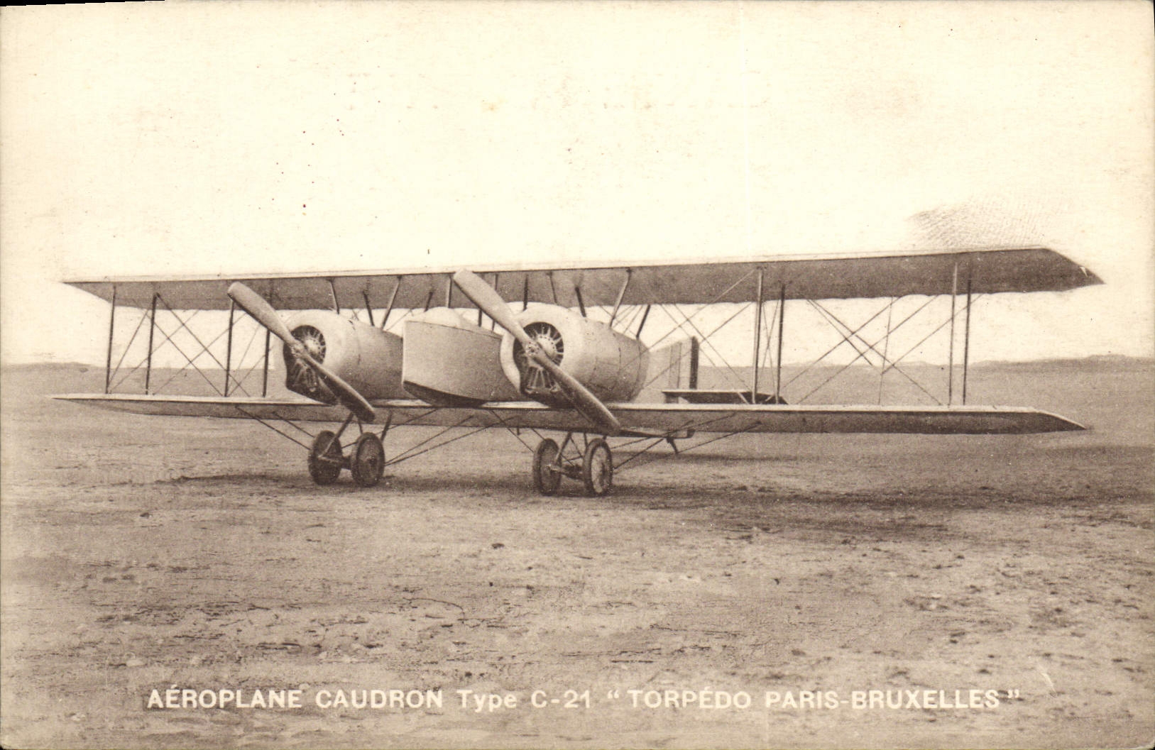 VINTAGE POSTCARD Plane Aviation Standard Caudron Airplane C 21 Torpedo Paris Brussels
