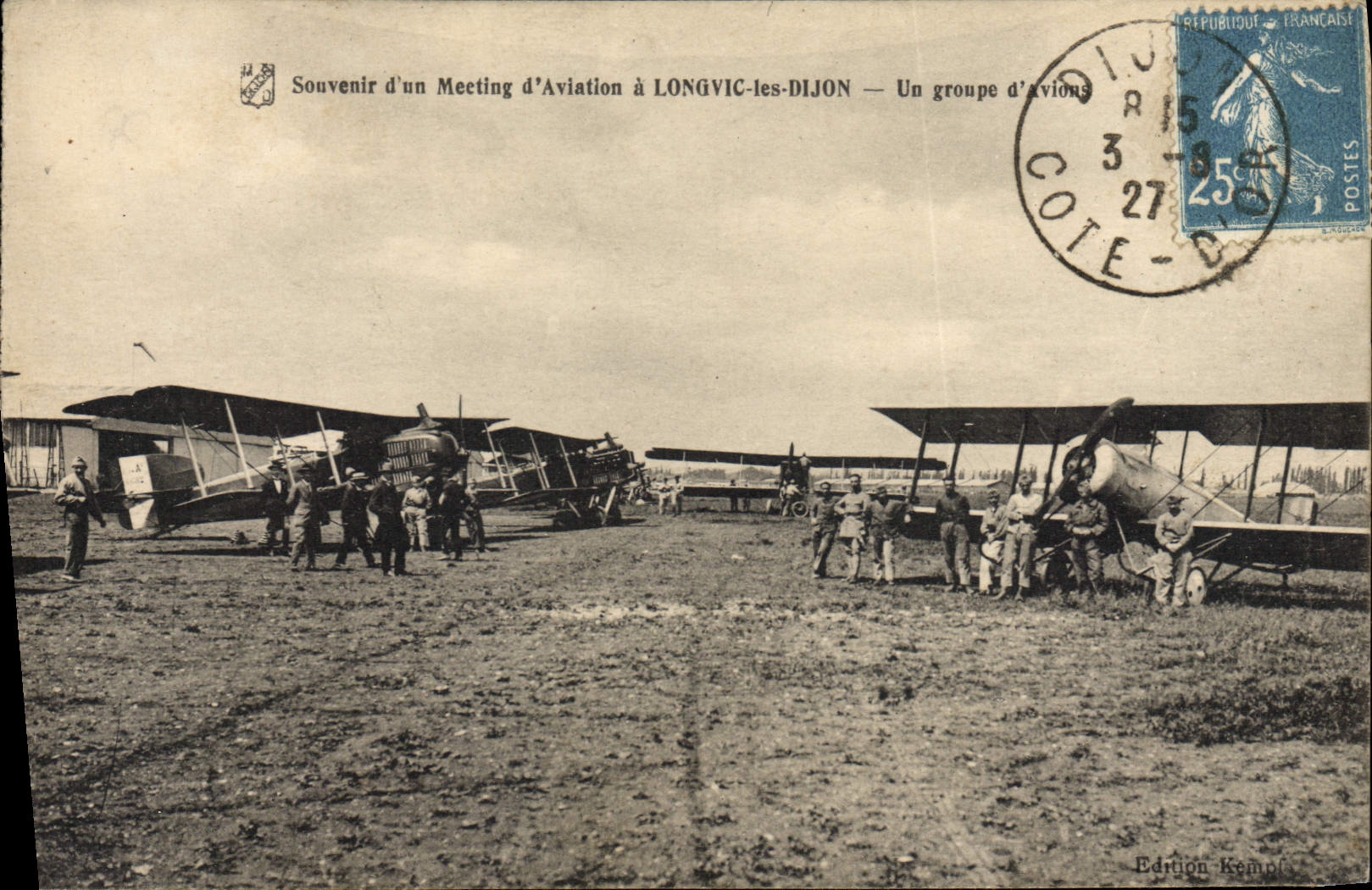 CPA Avion Aviation Souvenir d'un meeting a Longvic les Dijon Un groupe d'avions