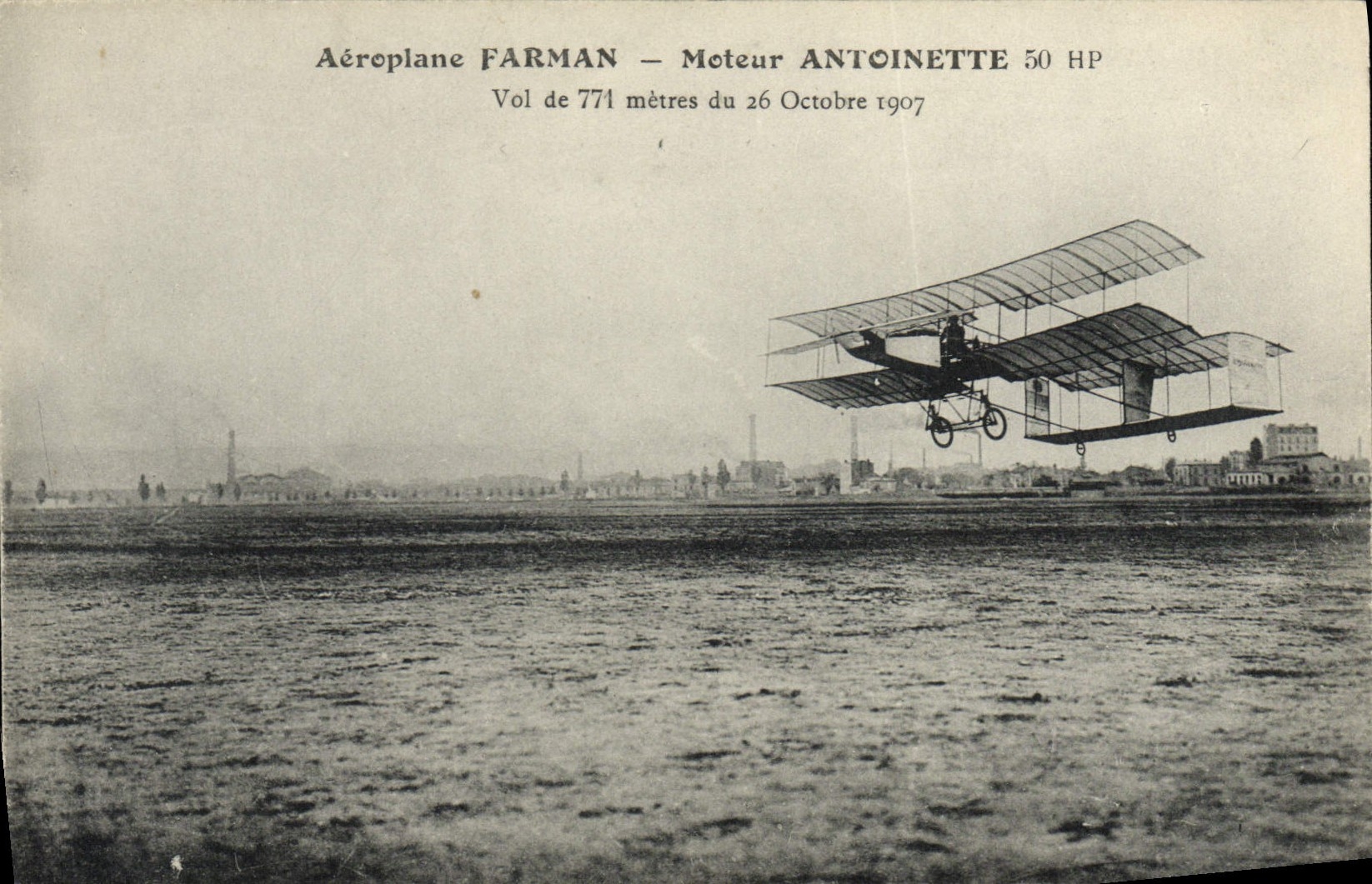 VINTAGE POSTCARD Plane Aviation Driving Farman Airplane Antoinette Vol of 771 bills of quantities