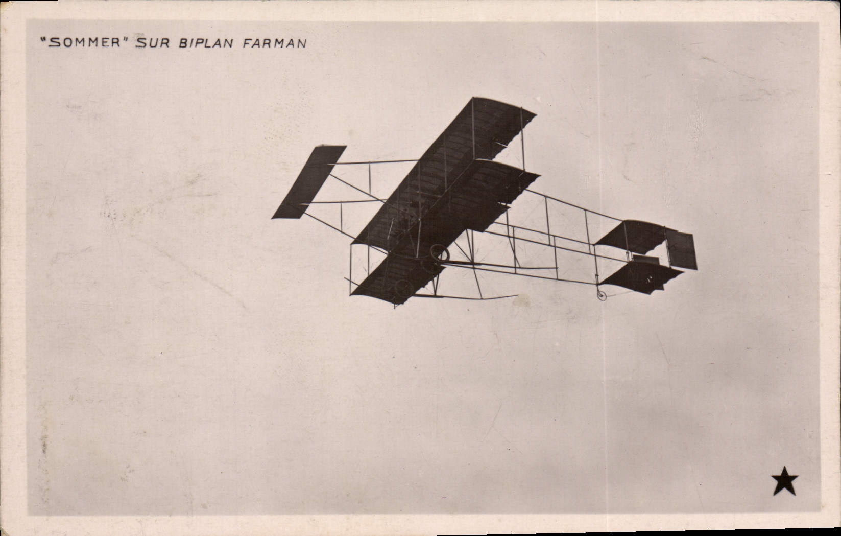 VINTAGE POSTCARD Plane Aviation To summon on Farman biplane