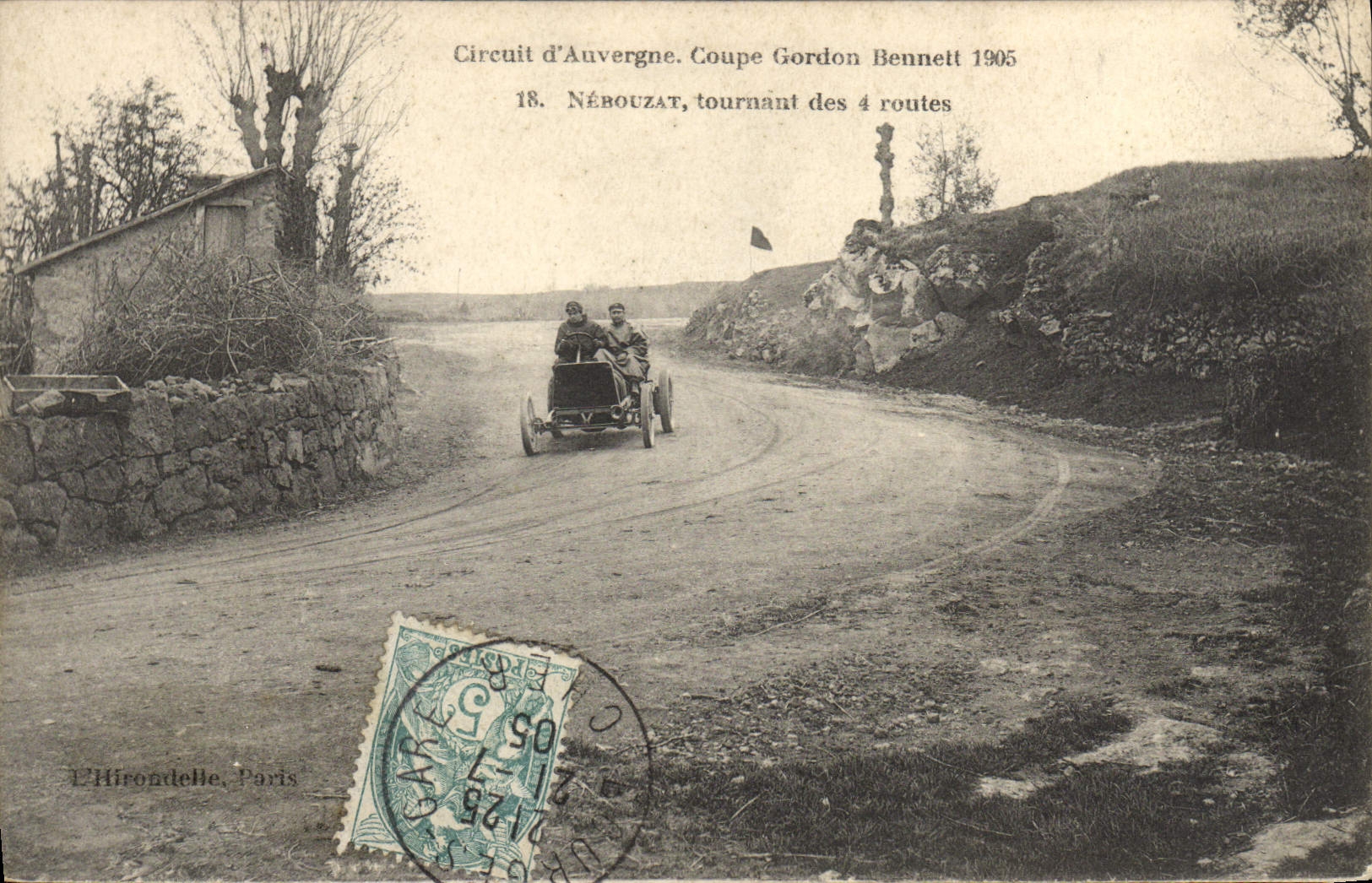 CPA Automobile Coupe Gordon Bennett 1905 Circuit Michelin Nebouzat tournant des 4 routes