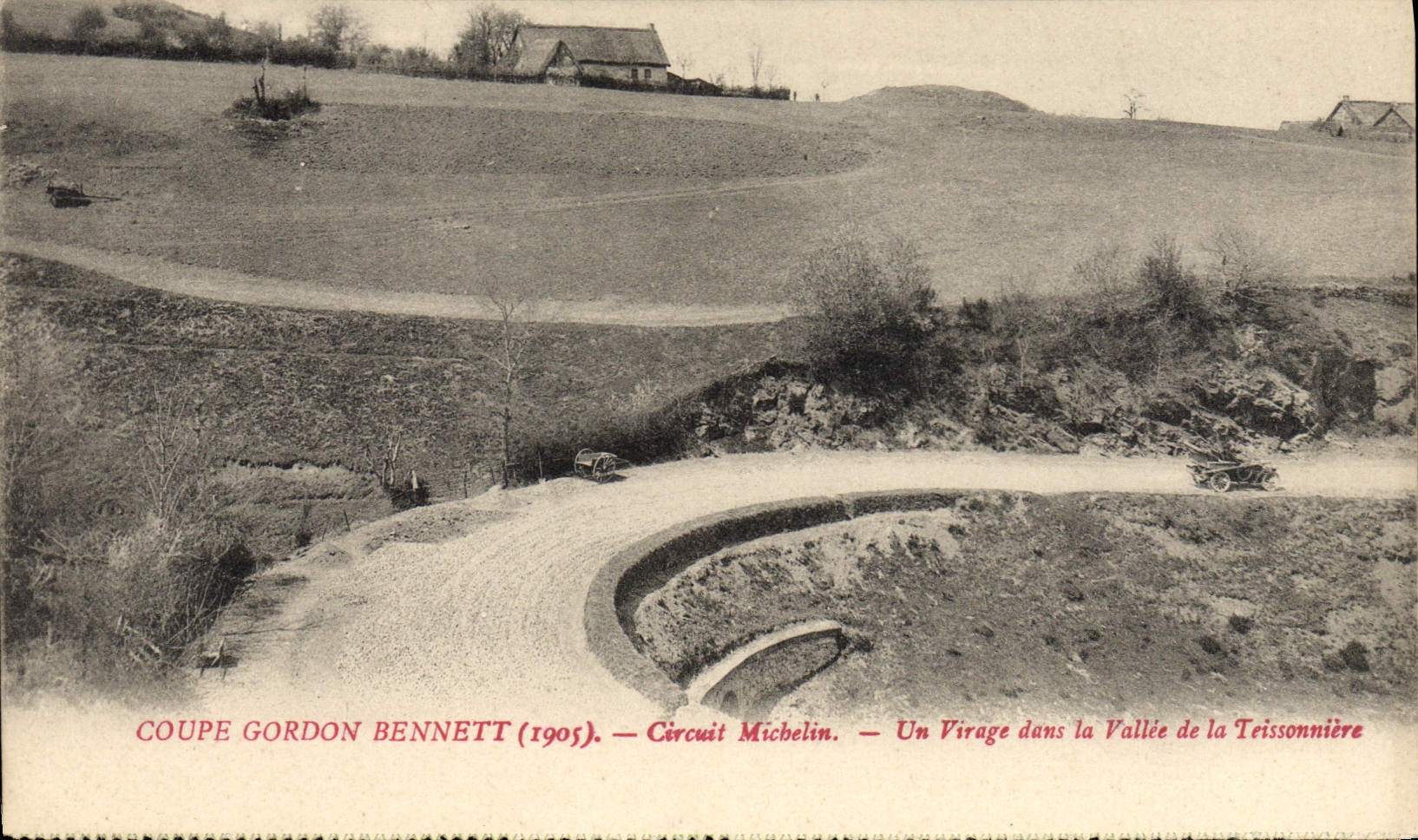 CPA Automobile Coupe Gordon Bennett 1905 Circuit Michelin Un virage dans la vallee de la Teissonniere