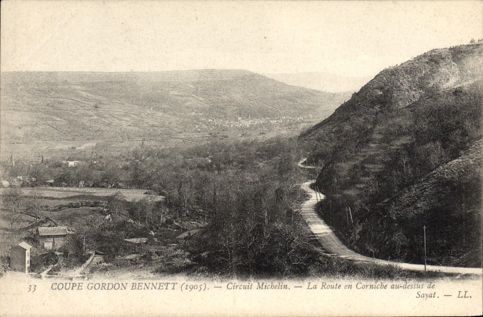 CPA Automobile Coupe Gordon Bennett 1905 Circuit Michelin La route en corniche au dessus de Sayat