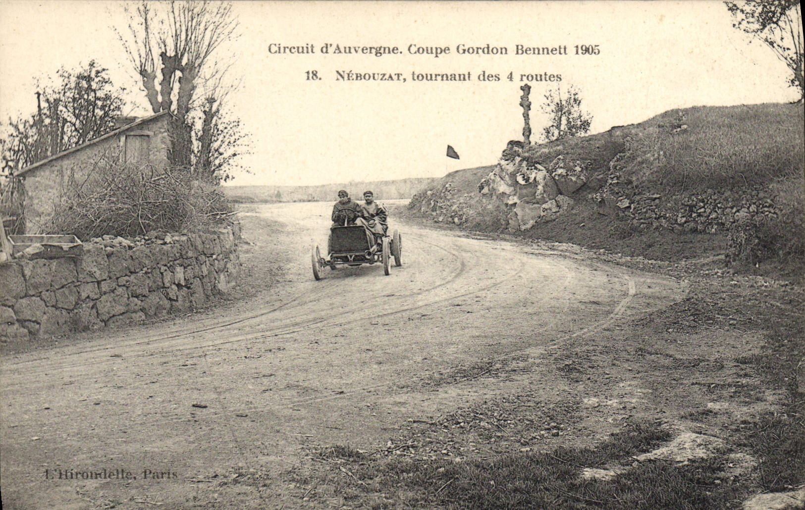CPA Automobile Coupe Gordon Bennett 1905 Circuit Michelin Nebouzat tournant des 4 routes 