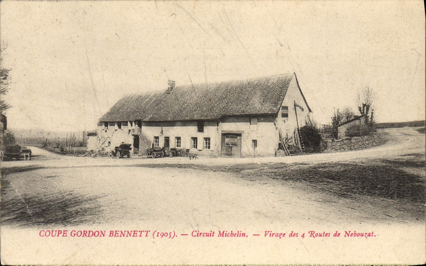 CPA Automobile Coupe Gordon Bennett 1905 Circuit Michelin Virage des 4 routes de Nebouzat 