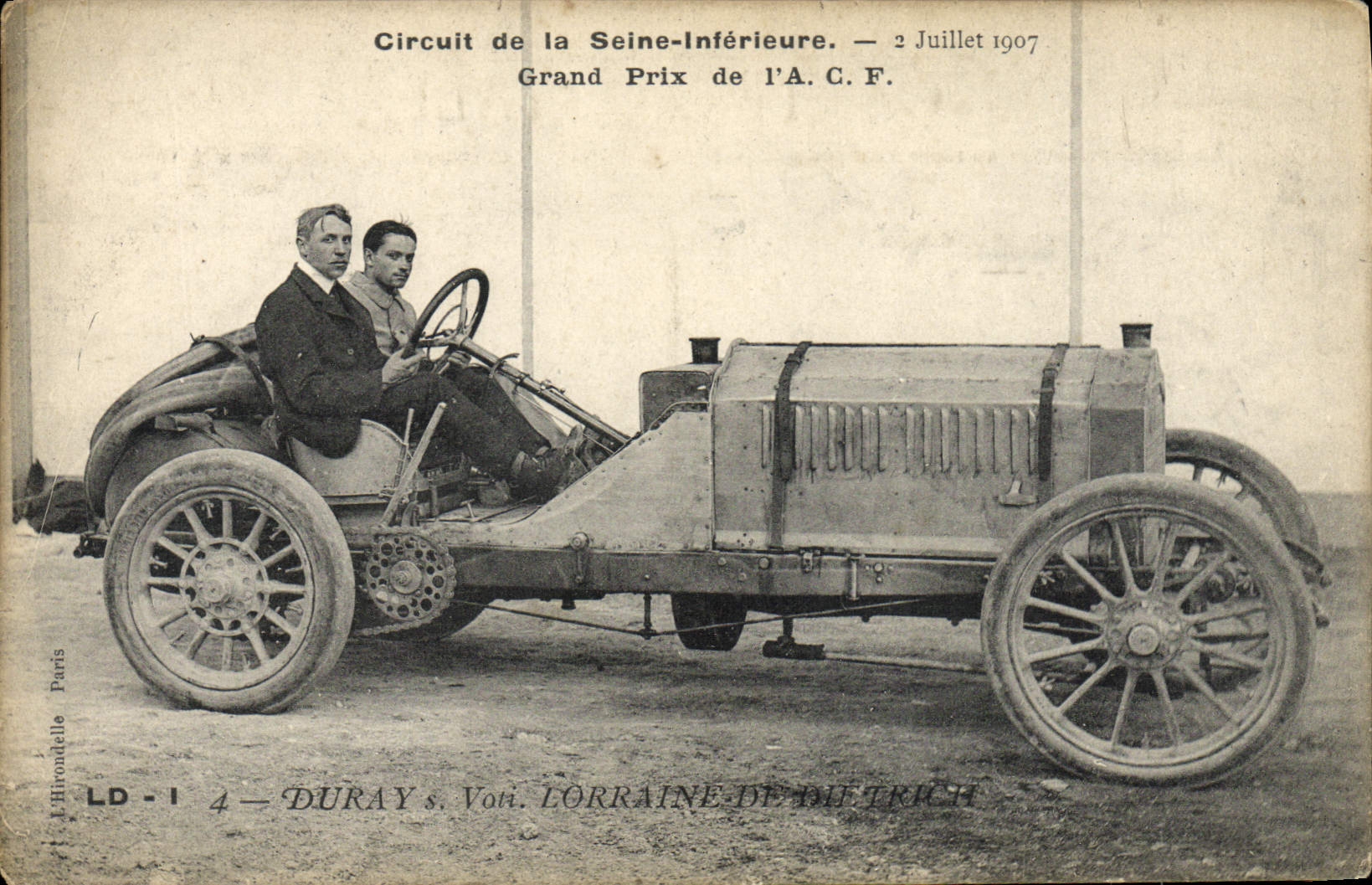 VINTAGE POSTCARD Automobile Circuit of the Lower Seine Duray Voti Lorraine DE DIETRICH