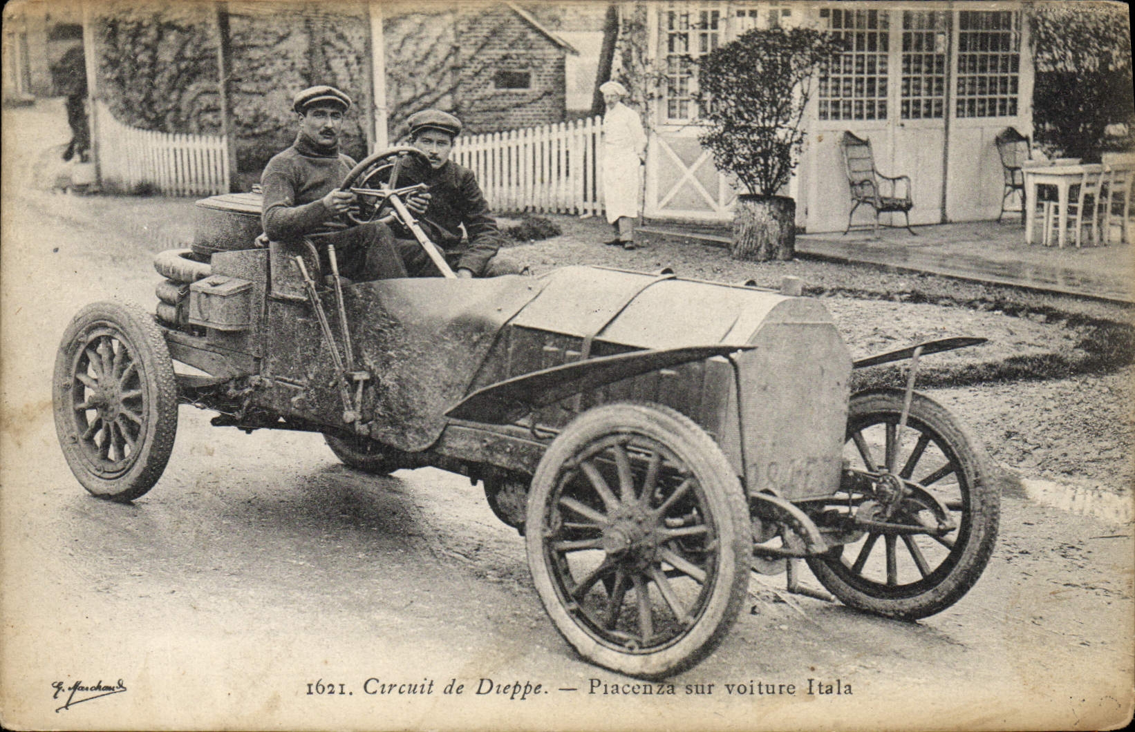 VINTAGE POSTCARD Automobile Circuit of Dieppe Piacenez on Itala car