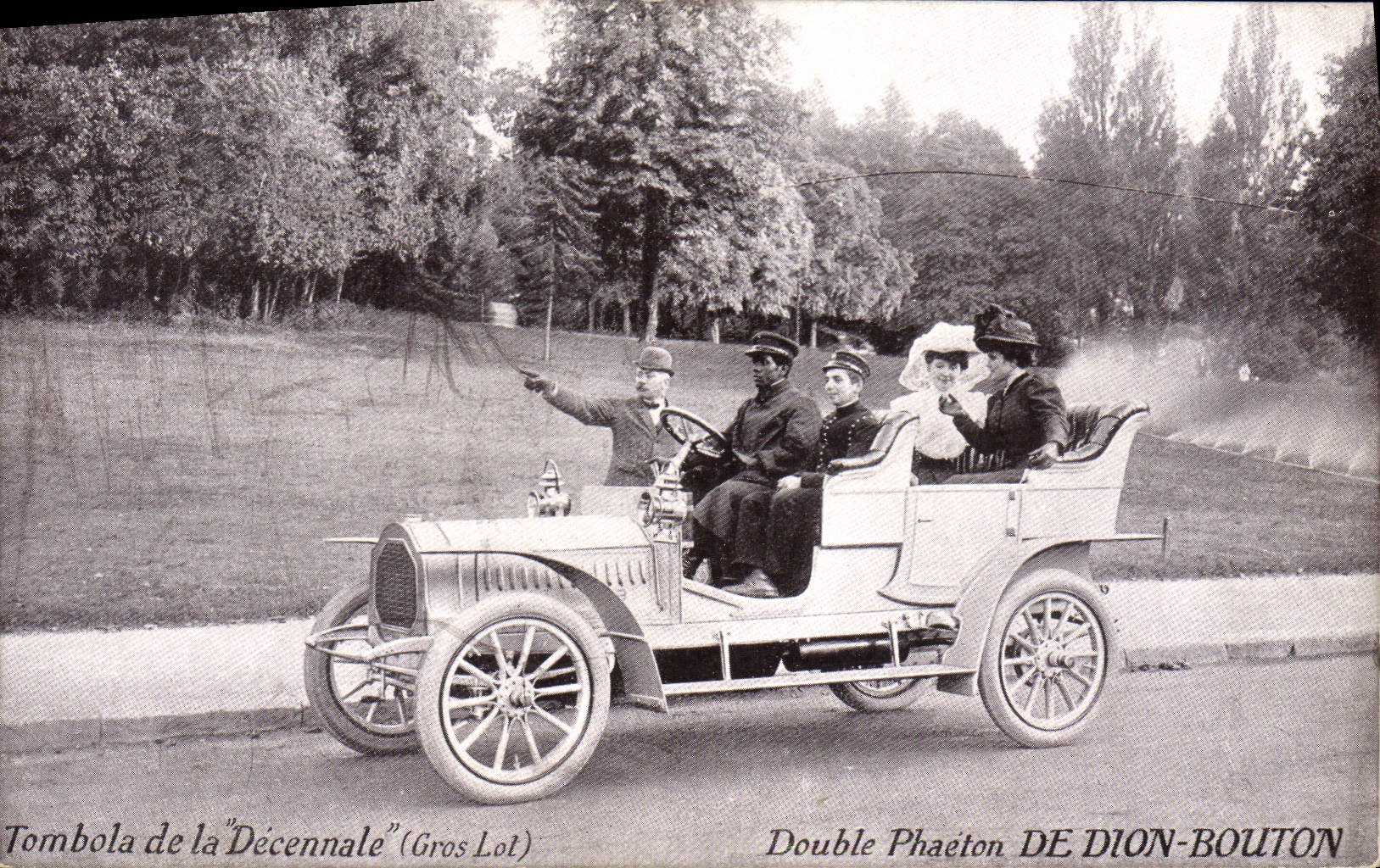 VINTAGE POSTCARD Automobile Tombola of decennial Doubles Paheton De Dion Bouton Puteaux