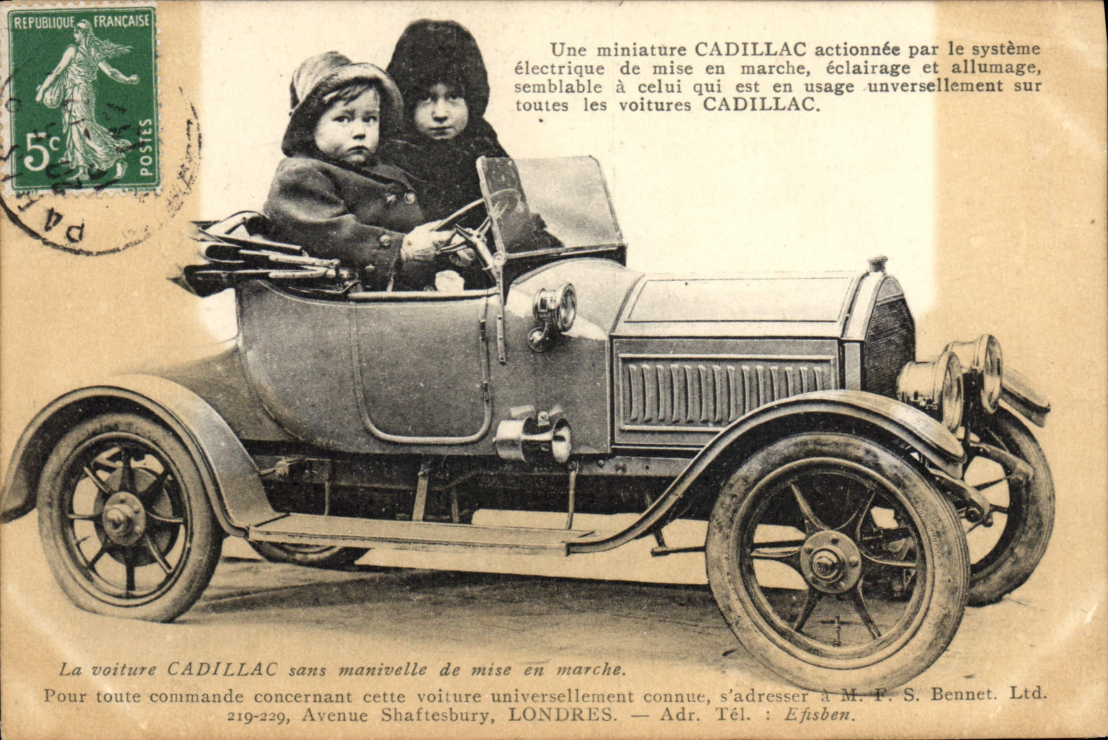 VINTAGE POSTCARD Automobile Car Cadillac Children