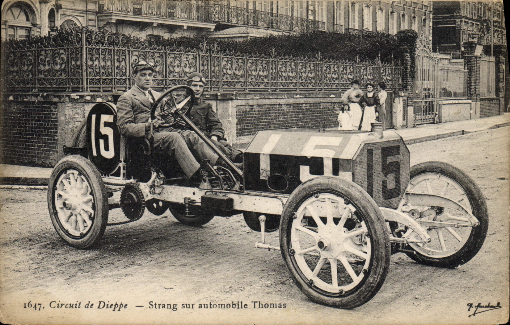 VINTAGE POSTCARD Automobile Circuit of Dieppe Strang on Thomas car