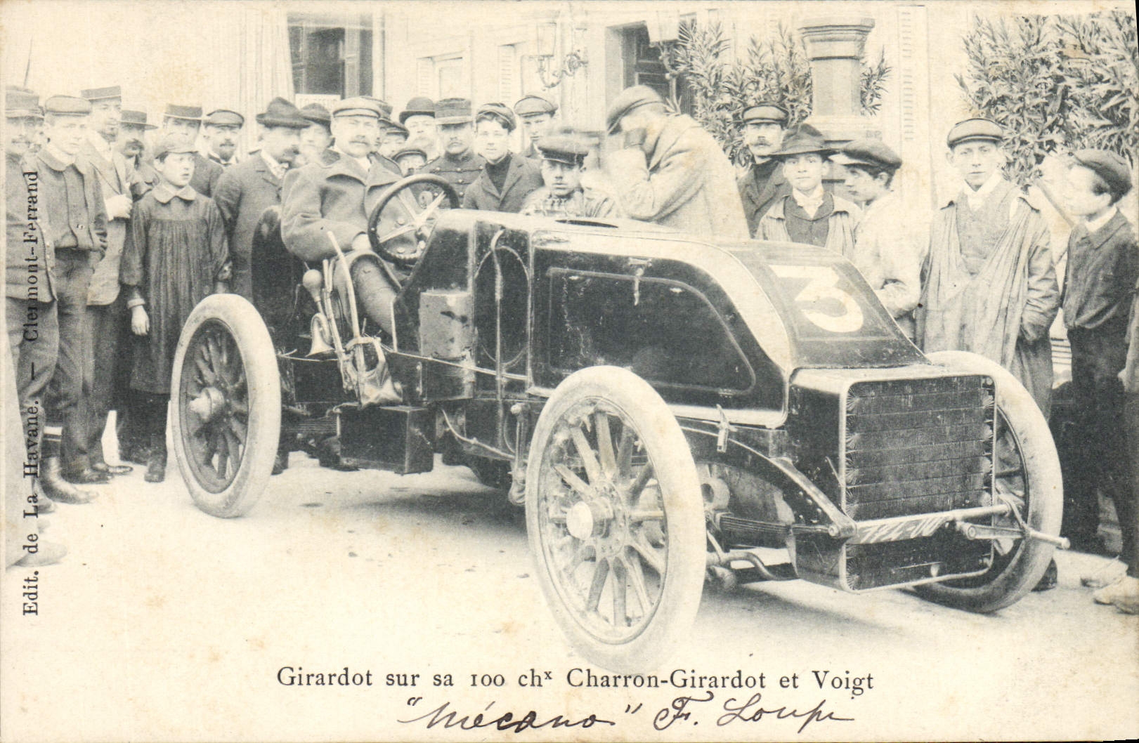 VINTAGE POSTCARD Automobile Girardot on its 100 ch Charron Girardot and Voigt