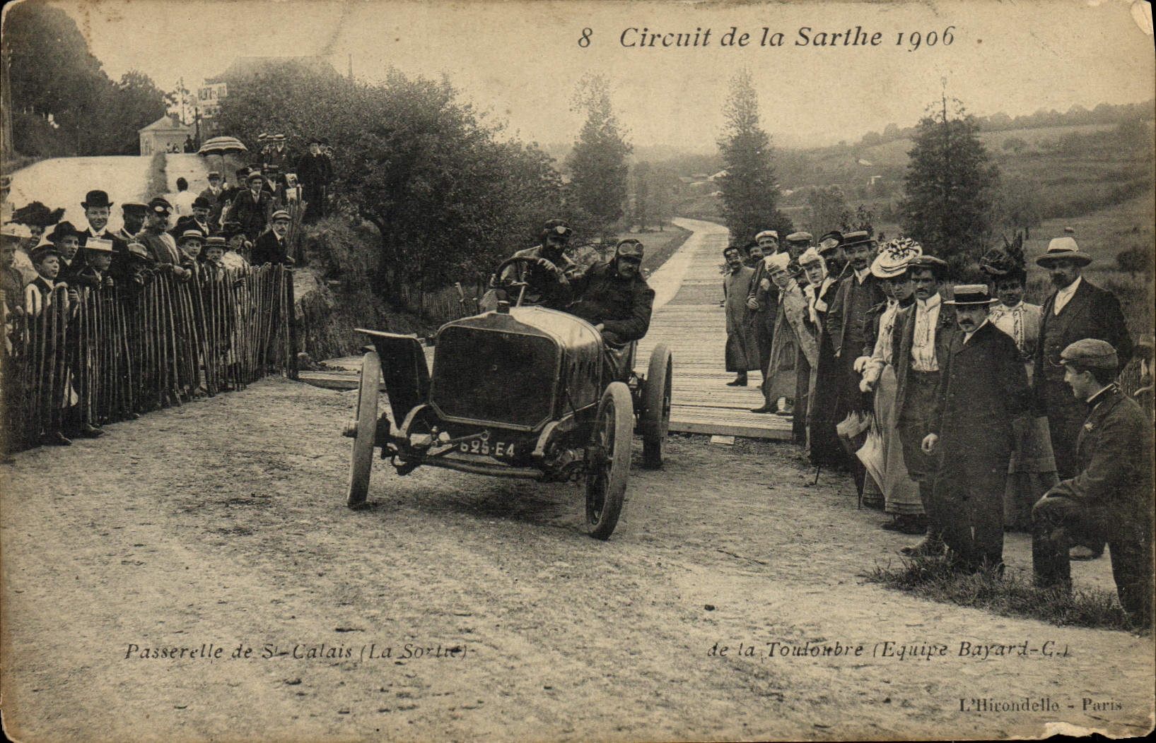 VINTAGE POSTCARD Automobile Circuit of the Sarthe 1906 Footbridge of St Calais
