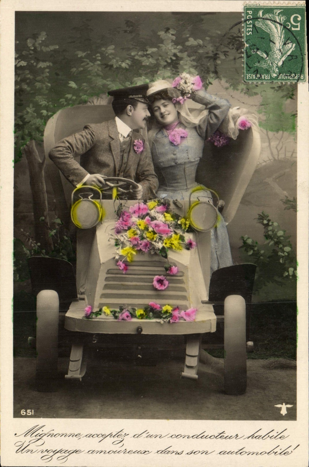 Fantasía del automóvil de la POSTAL de la VENDIMIA