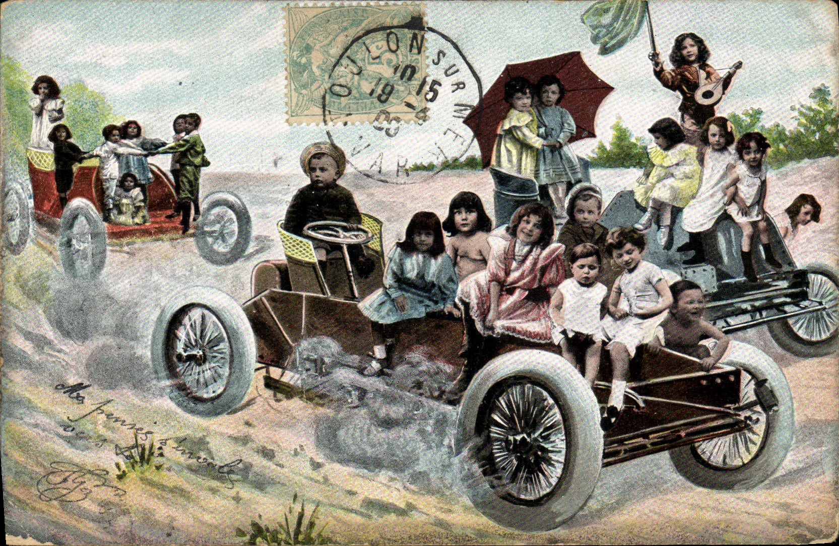 CPA Automobile Enfants Bebes