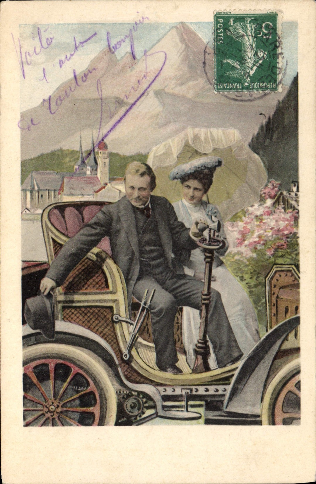 CPA Automobile Femme Homme