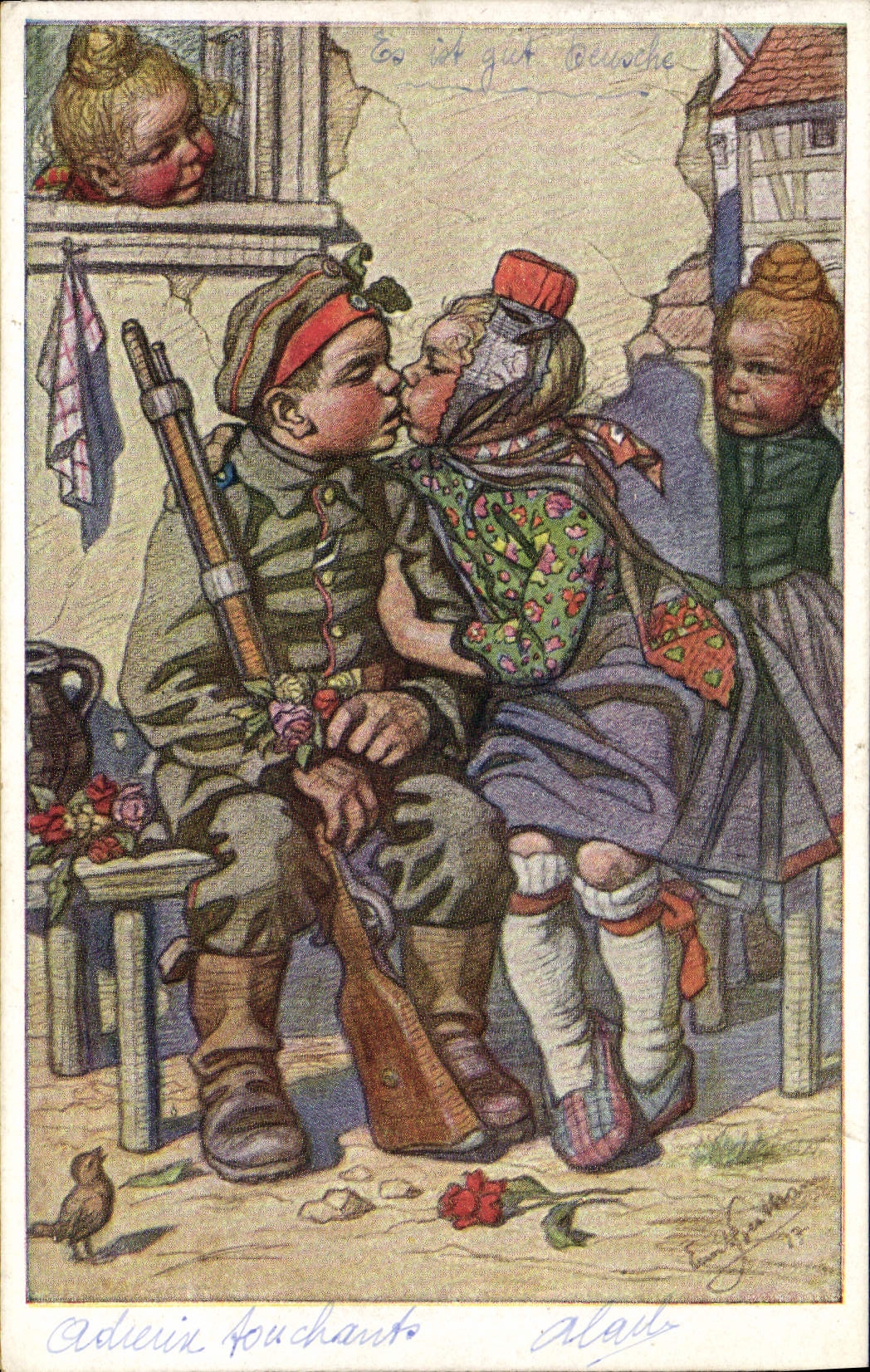 Marineros del ilustrador de la POSTAL de la VENDIMIA