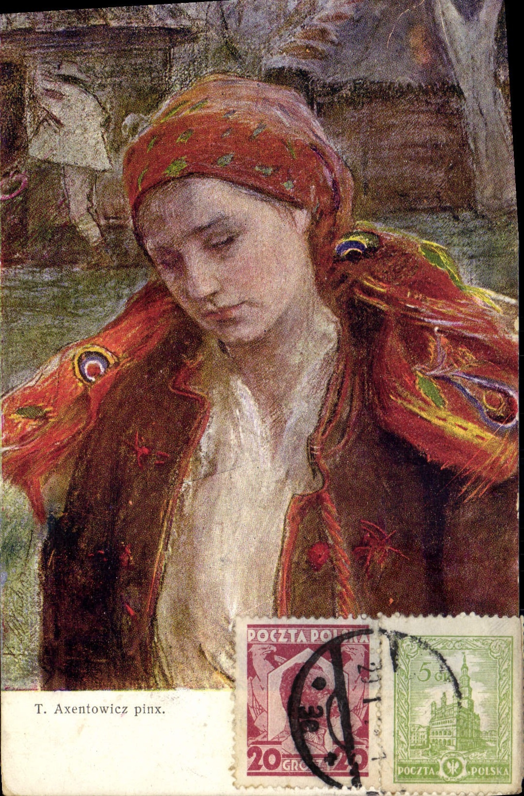 VINTAGE POSTCARD Illustrator Axentowicz Poland Polska