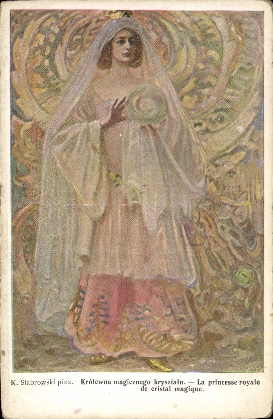 VINTAGE POSTCARD Stabrowski Illustrator the royal magic crystal princess