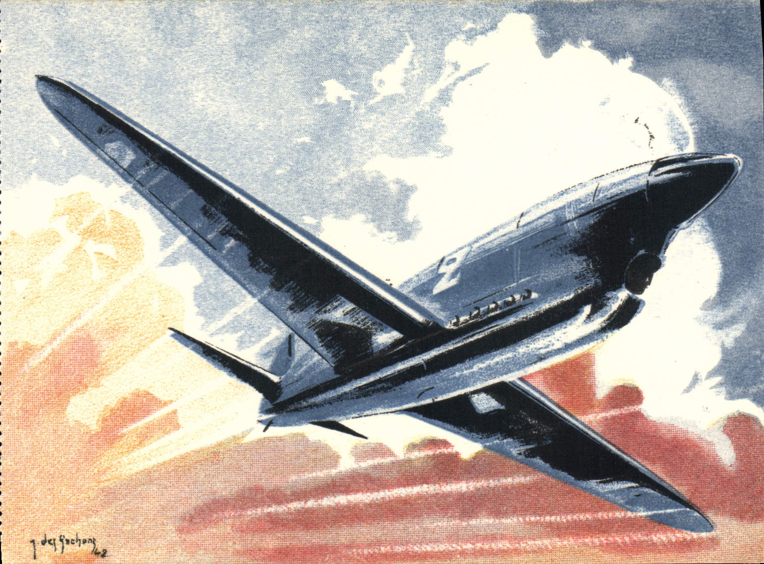 VINTAGE POSTCARD Avion Caudron Aviation Cuts Detusch Course