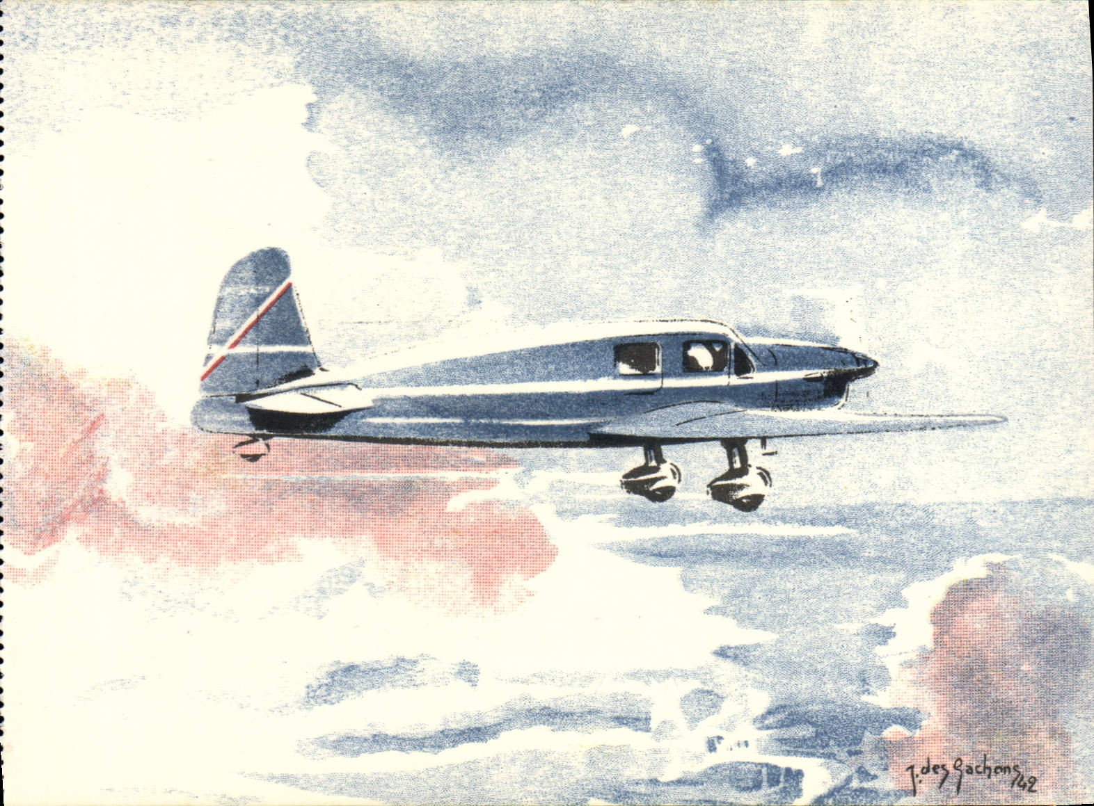 VINTAGE POSTCARD Plane Aviation Caudron Simoun Great tourism and fast connections