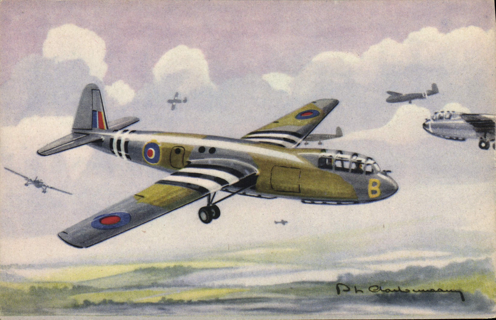 VINTAGE POSTCARD Plane Aviation General Hostpur Aircraft