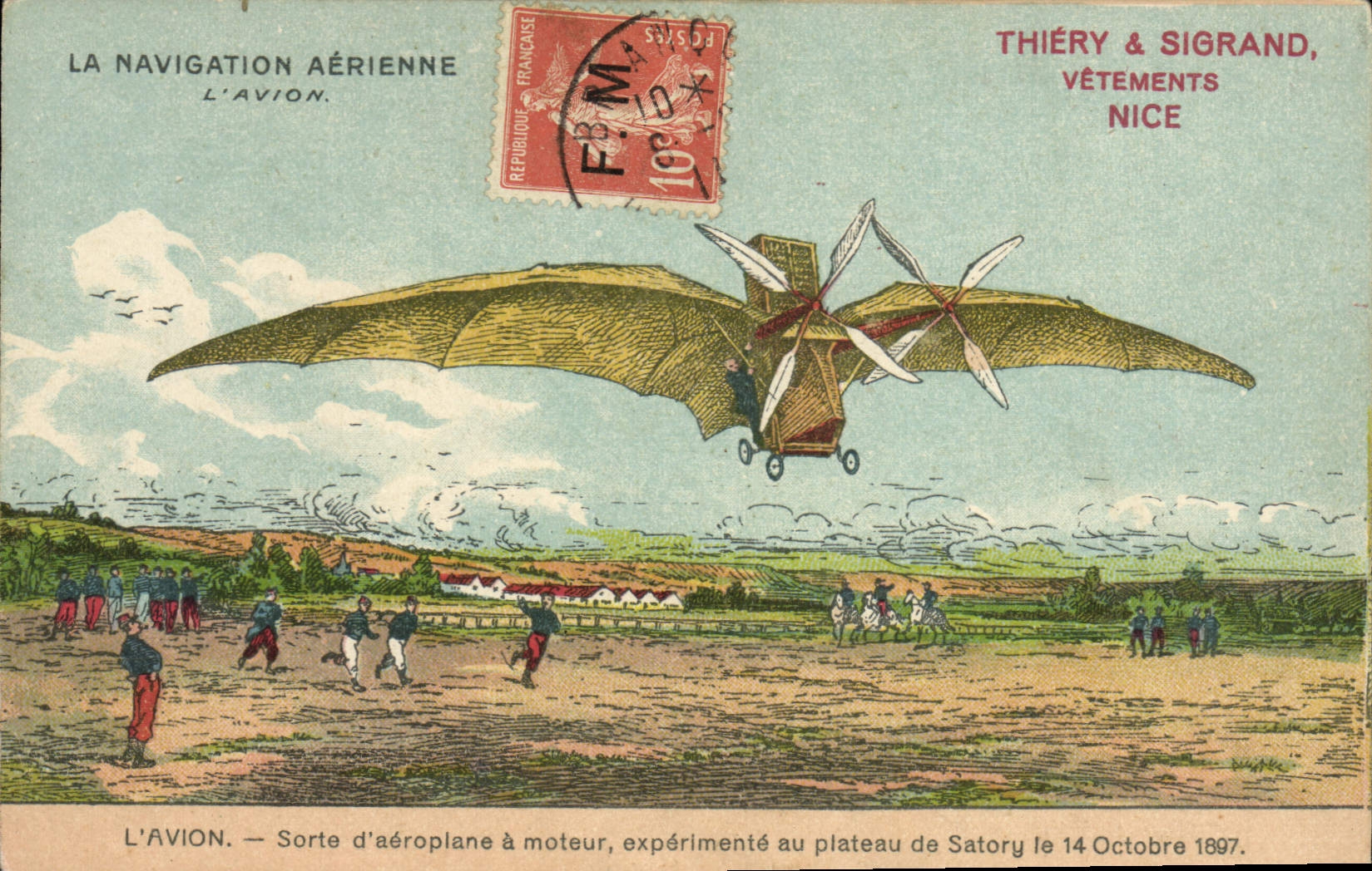 VINTAGE POSTCARD Plane air Navigtion Aviation the plane Theiry & Sigrand Nice Clothing