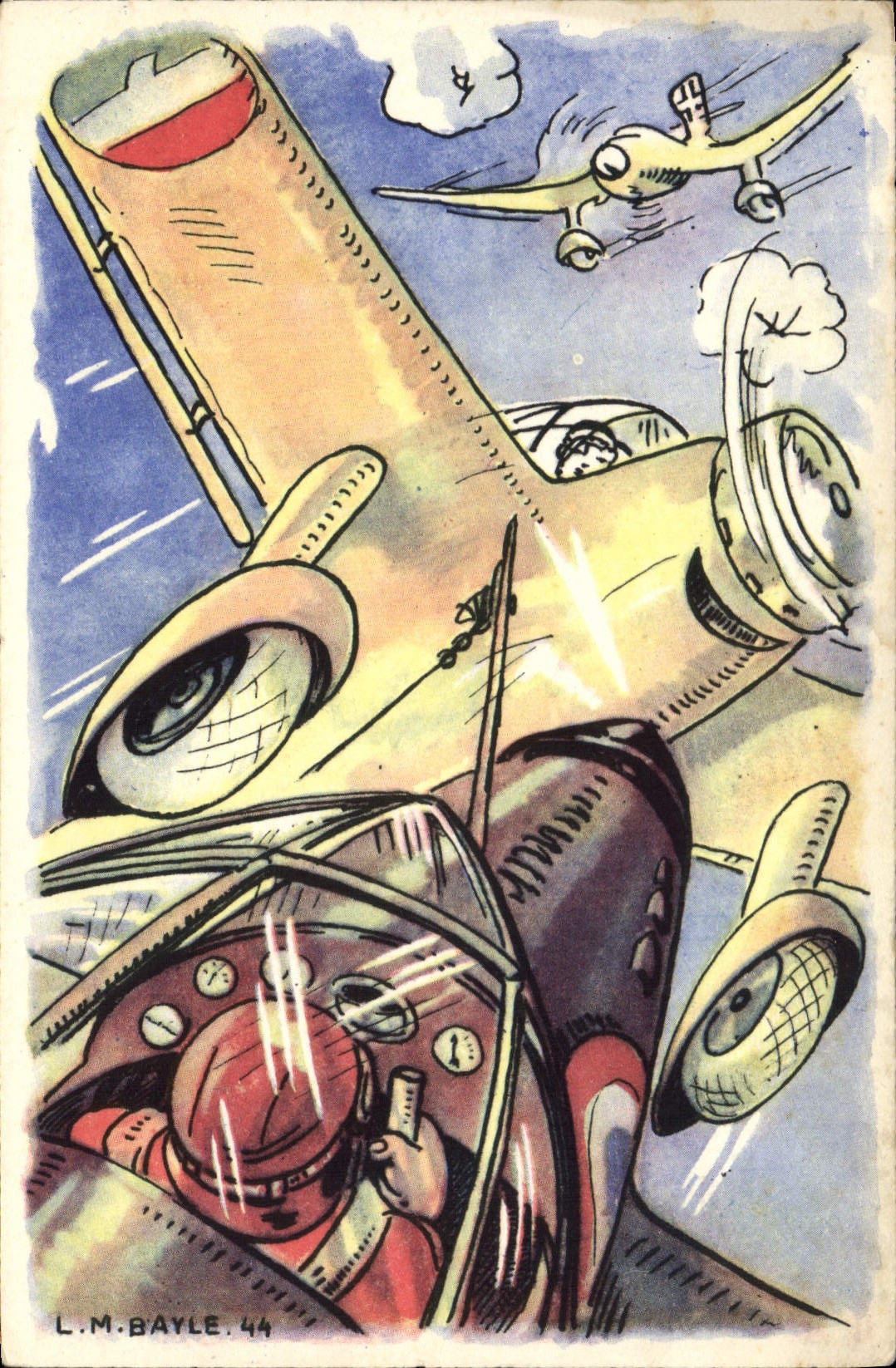 VINTAGE POSTCARD Plane Aviation L Mr. Bayle 44