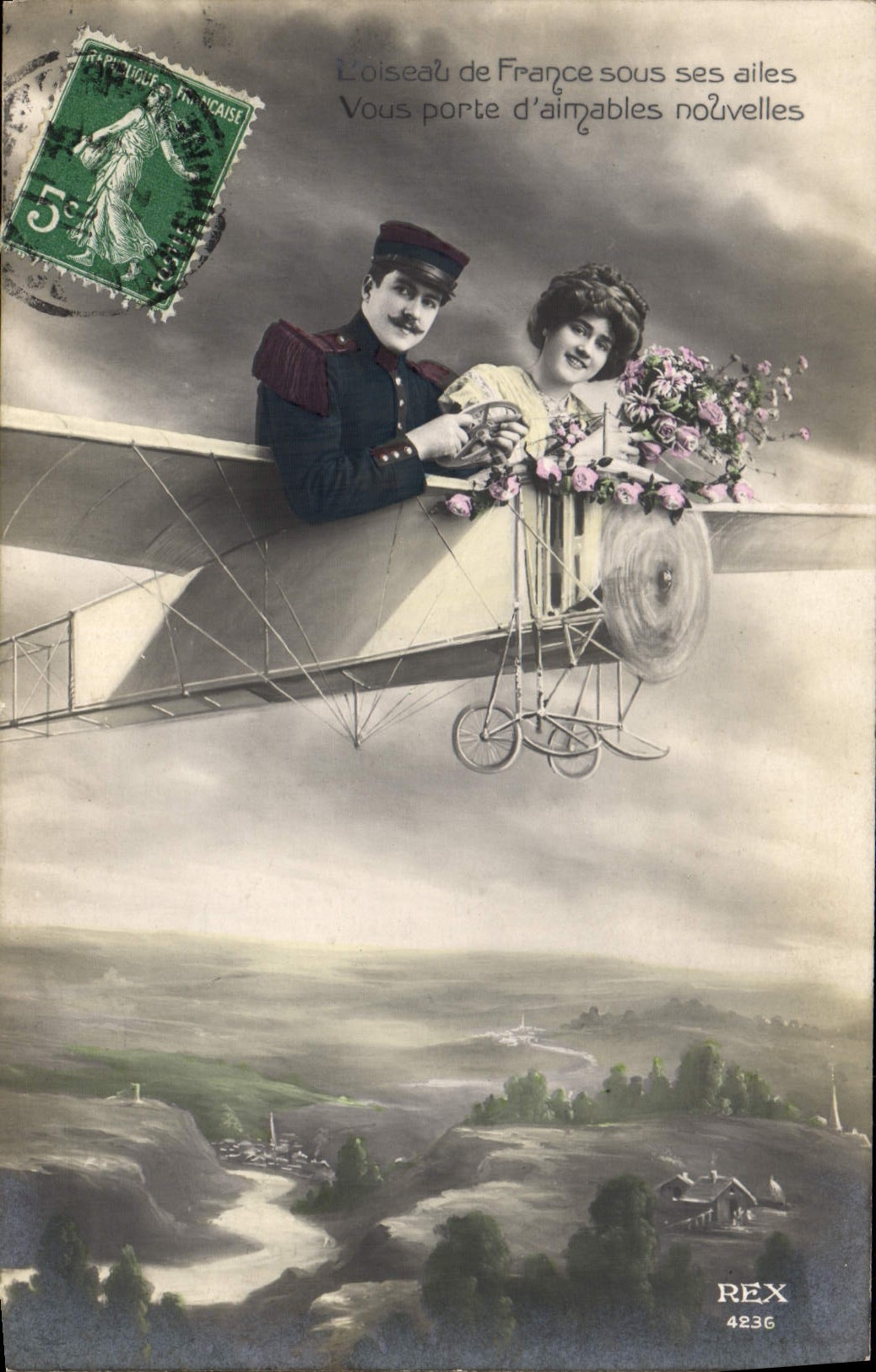 CPA Avion Aviation Femme